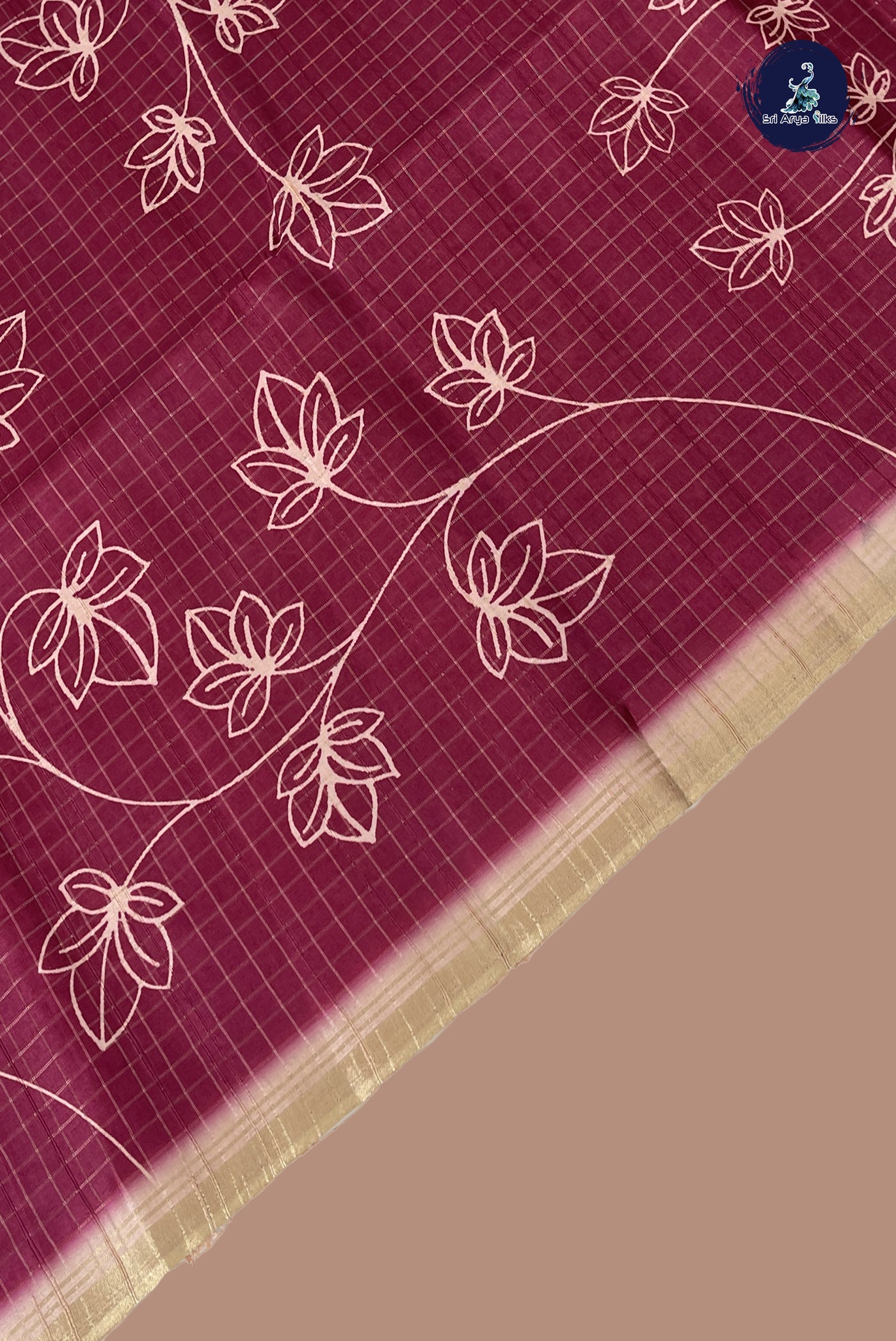 Blue Semi Tussar Saree With Checked Pattern