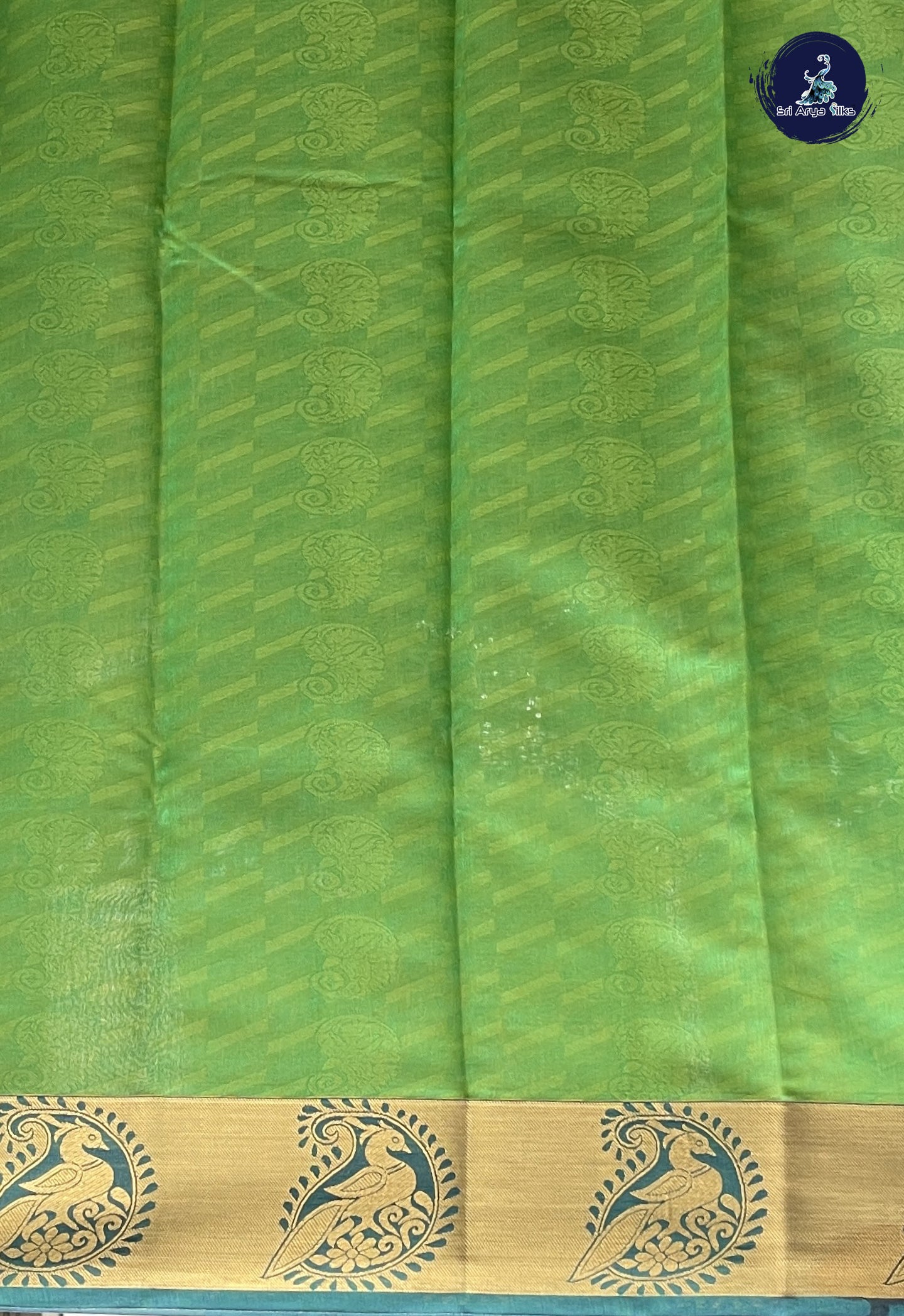 Parrot Green Function Wear Saree With Zari Buttas Pattern
