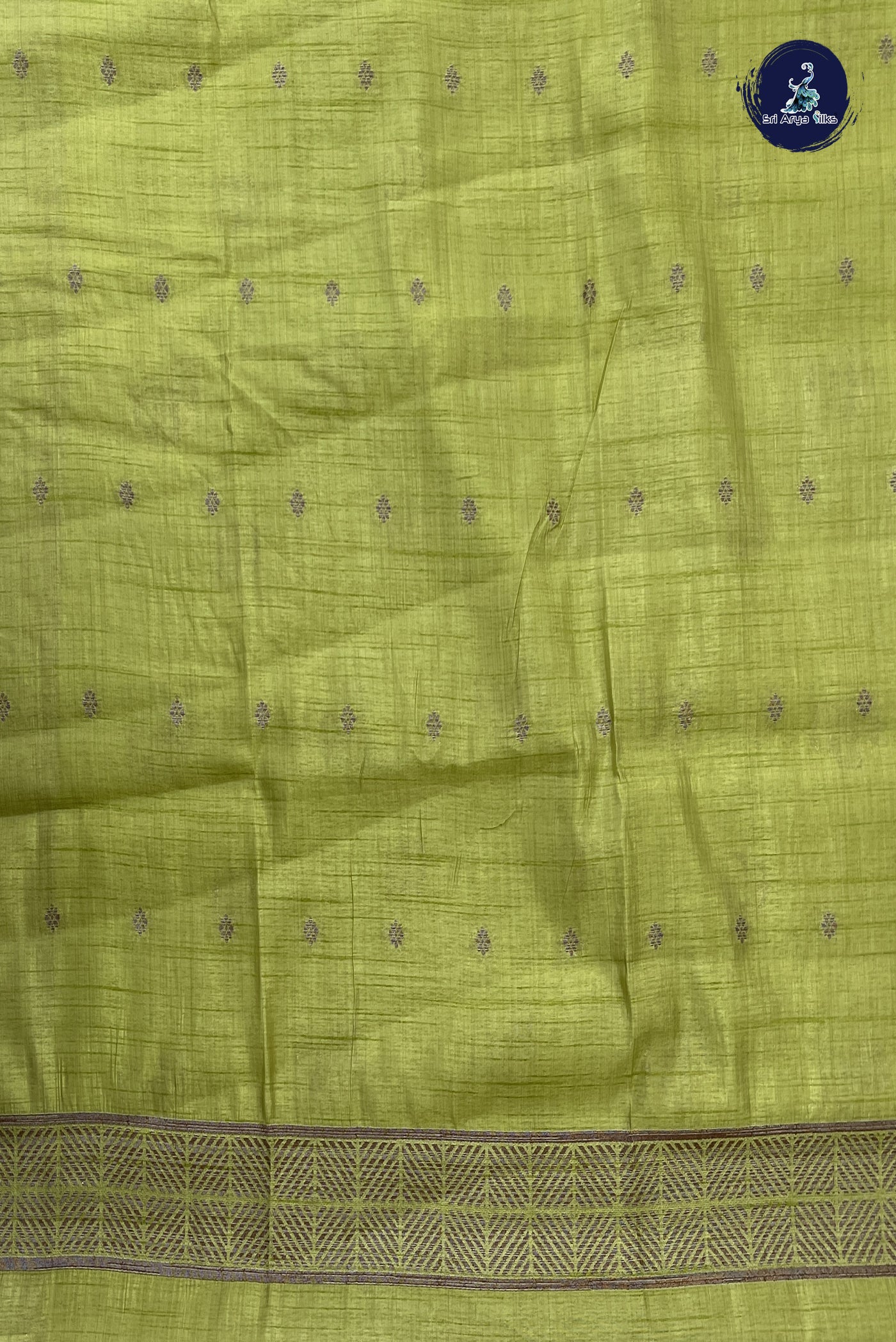 Lime Green Semi Tussar Saree With Buttas Pattern