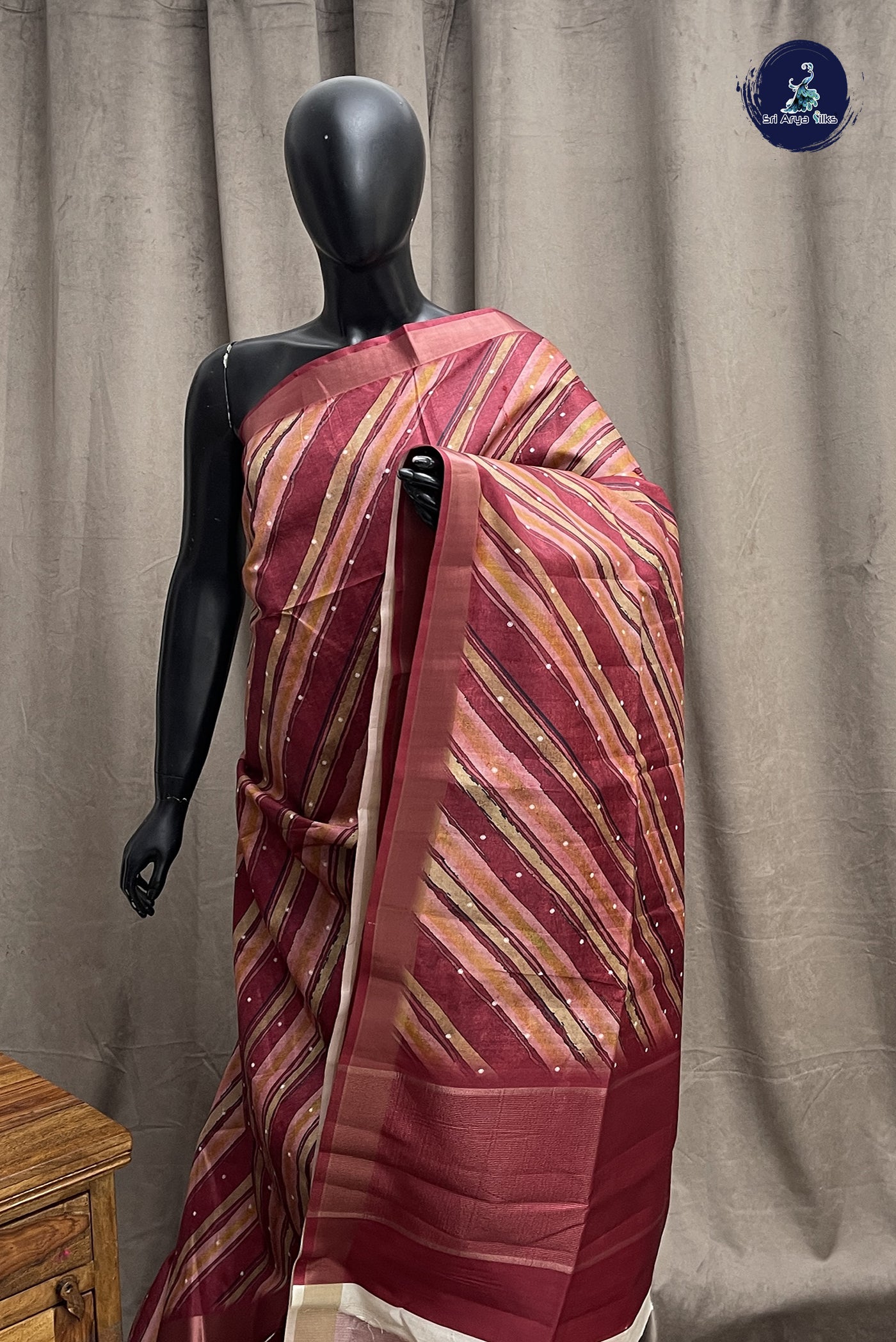 Multi Colour Semi Tussar Saree With Printed Pattern