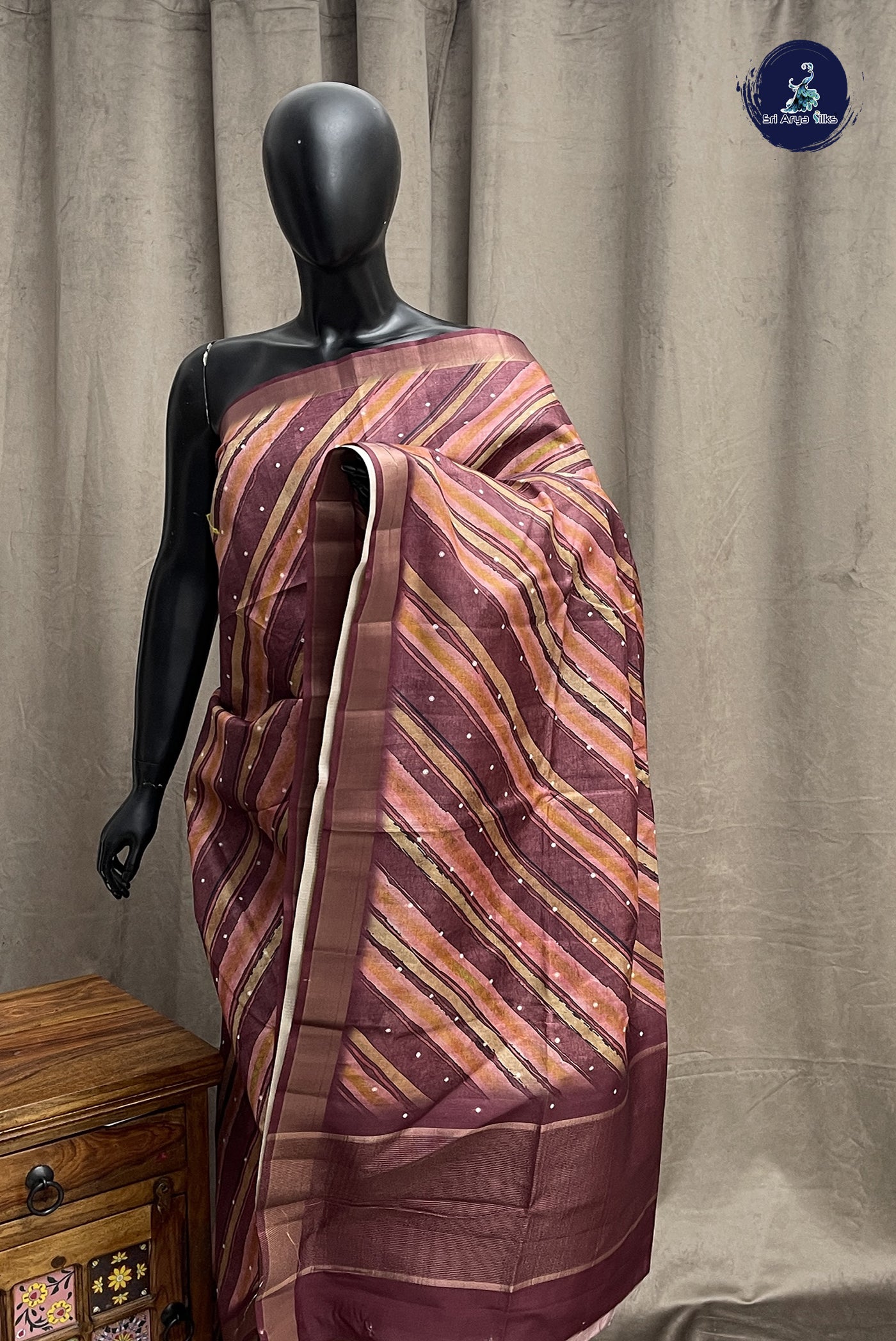 Multi Colour Semi Tussar Saree With Printed Pattern