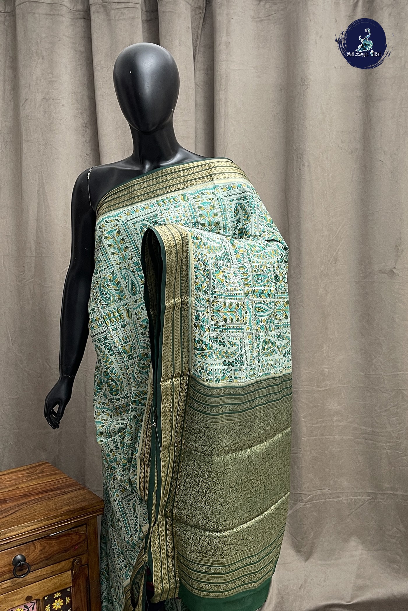 Pastel Shade Semi Mysore Silk With Floral Print Pattern