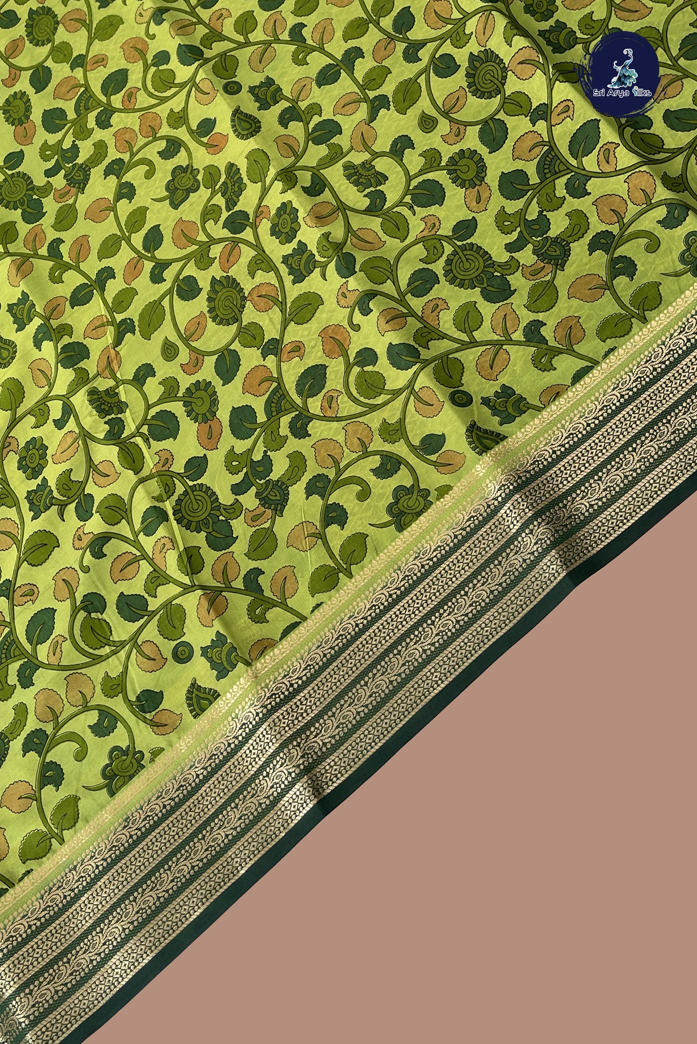 Light Green Semi Mysore Silk With Floral Print Pattern