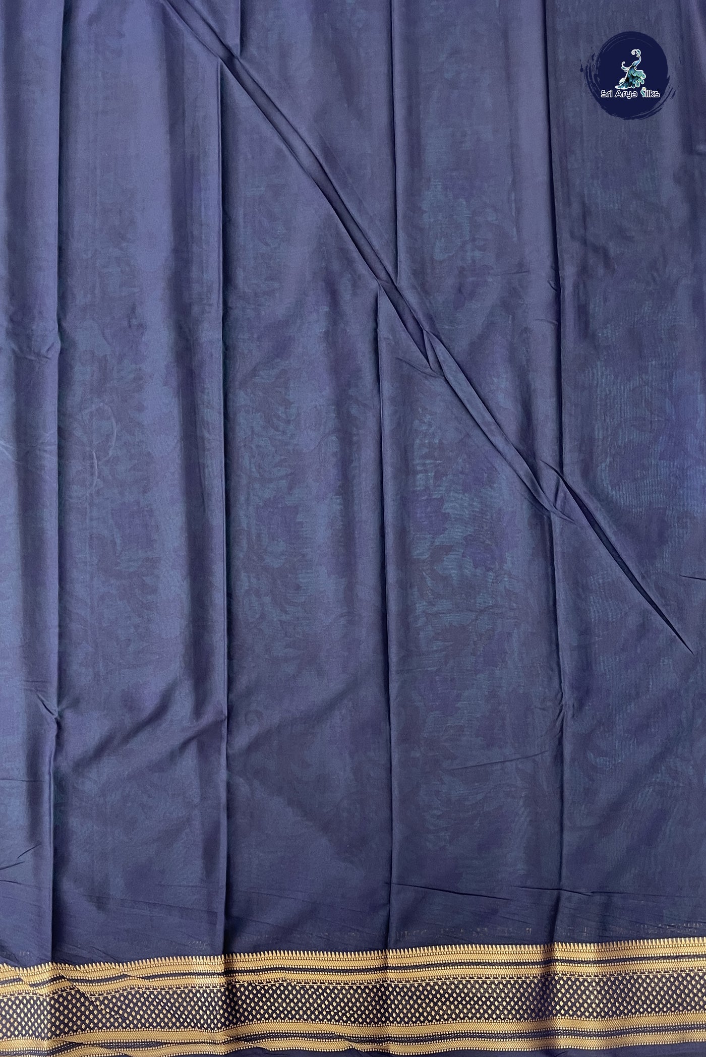 Teal Semi Grape Silk Saree With Floral Print Pattern