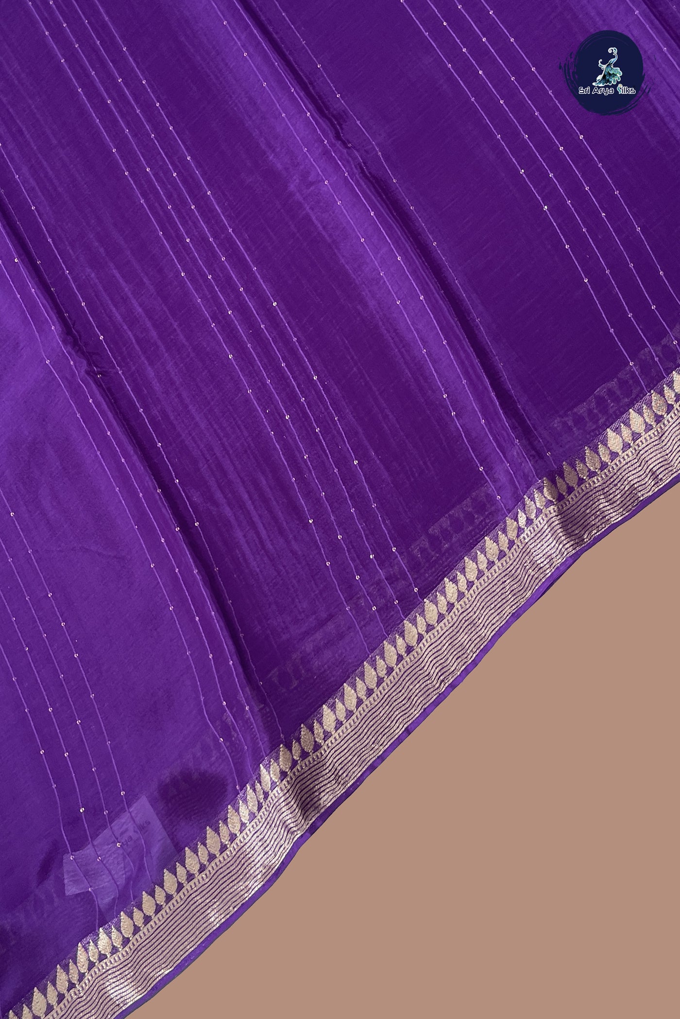 Dark Violet Georgette Banarasi Saree With Sequence Work Pattern