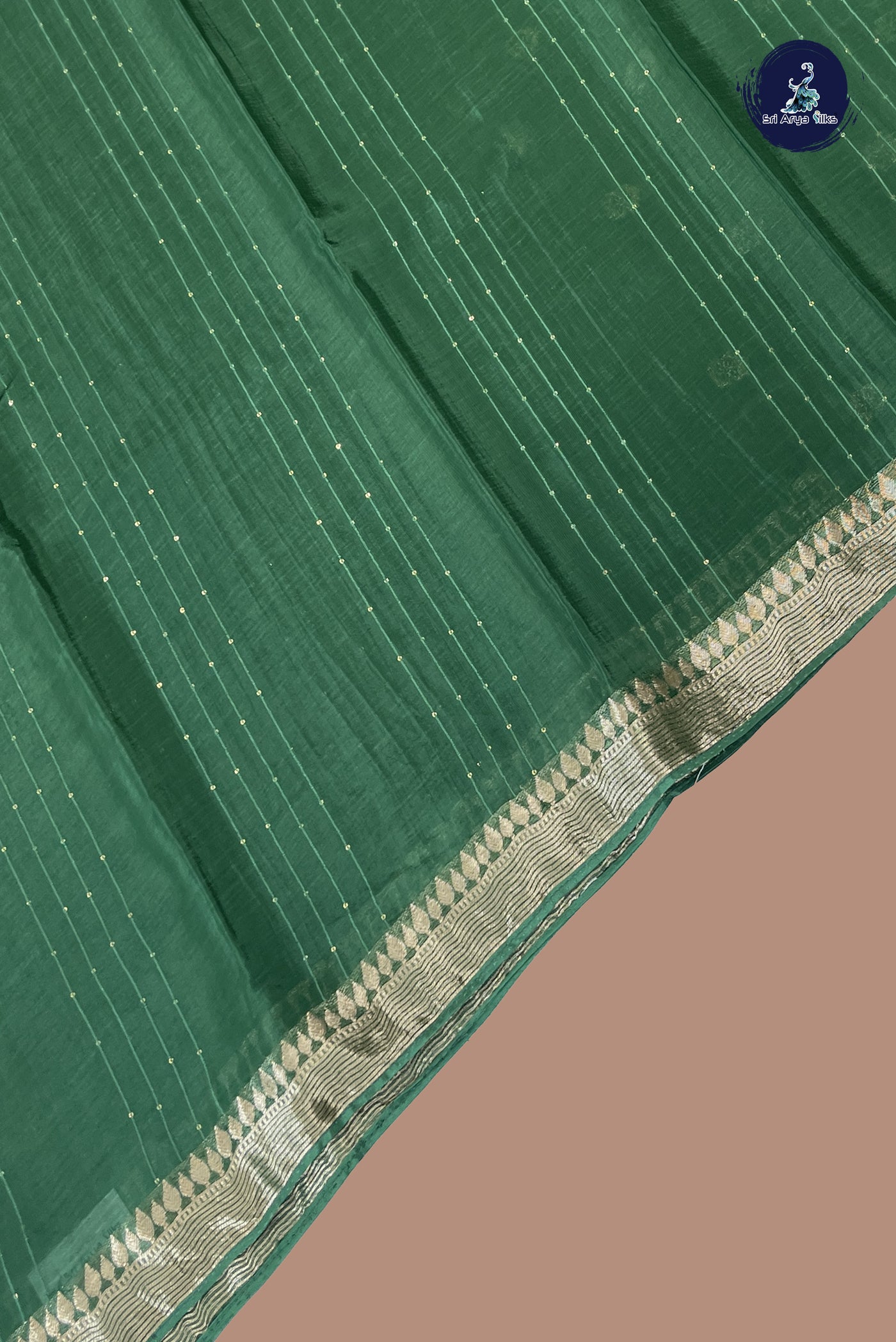 Bottle Green Georgette Banarasi Saree With Sequence Work Pattern