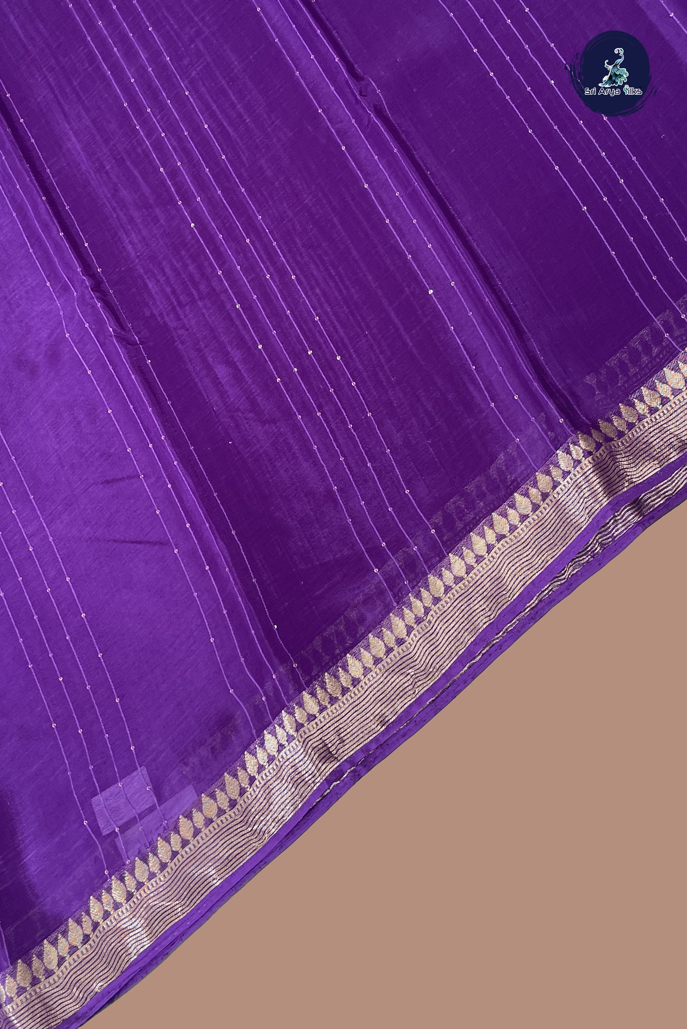 Violet Georgette Banarasi Saree With Sequence Work Pattern