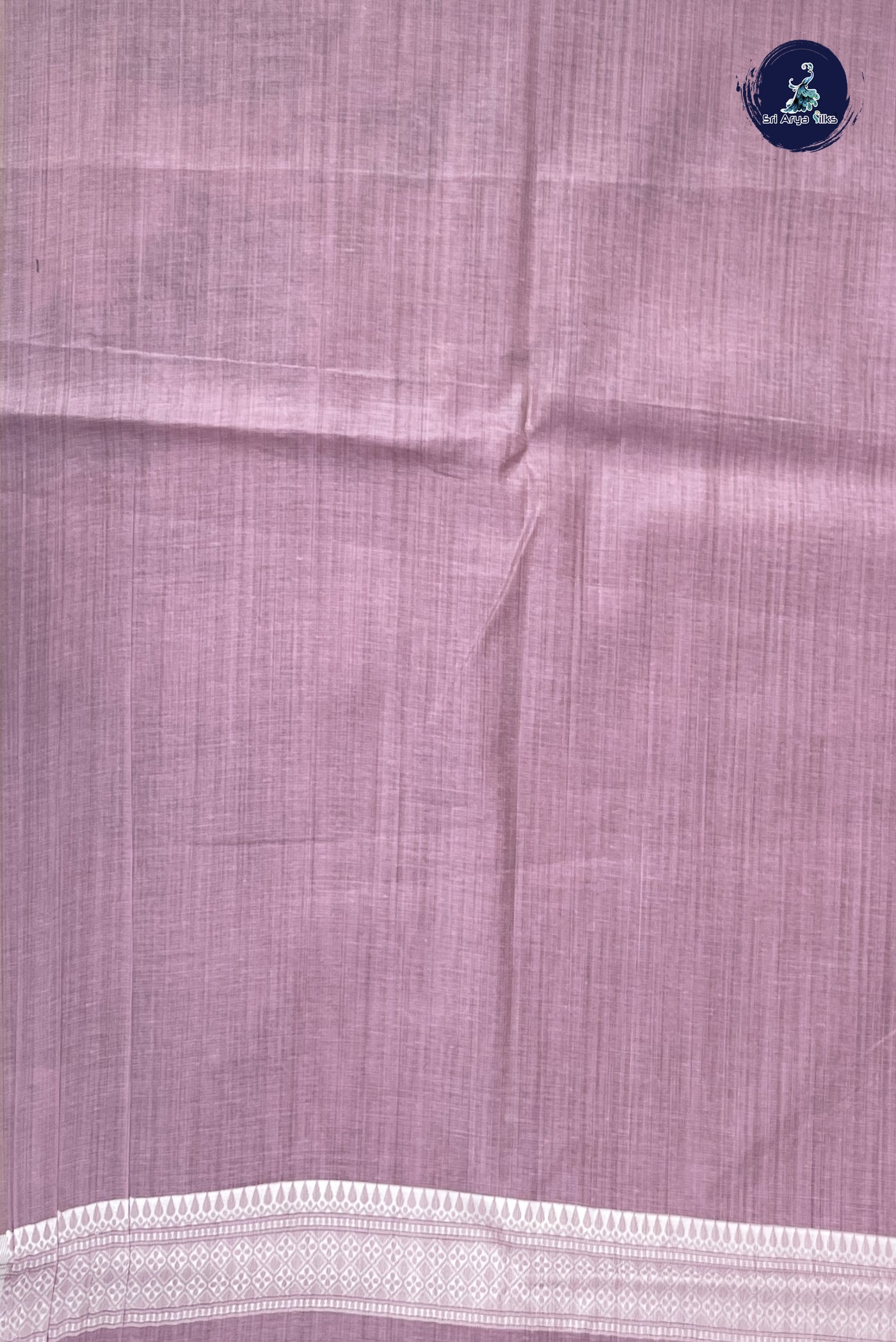 Lavender Linen Saree With Thread Work Pattern