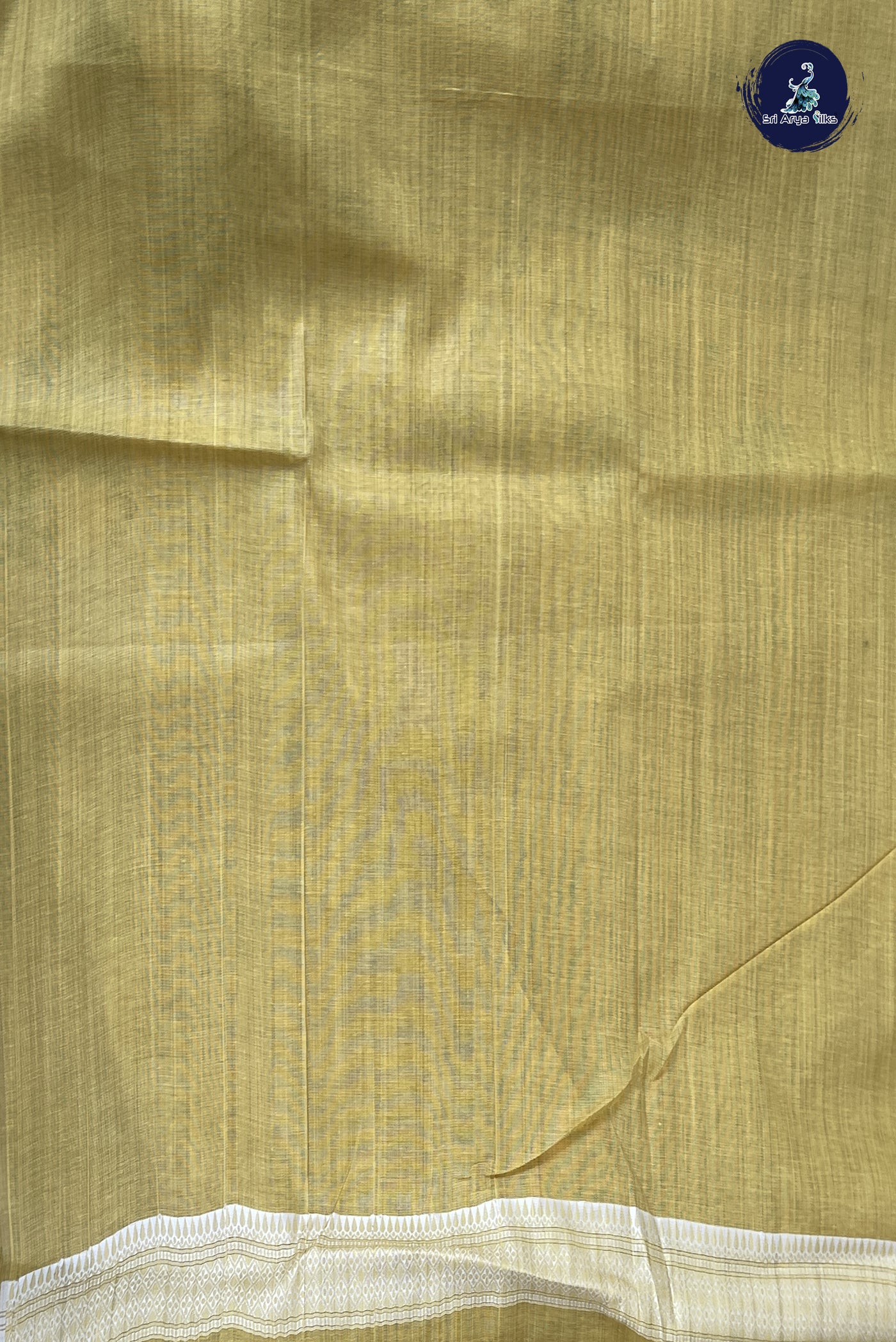 Creamish Yellow Linen Saree With Thread Work Pattern