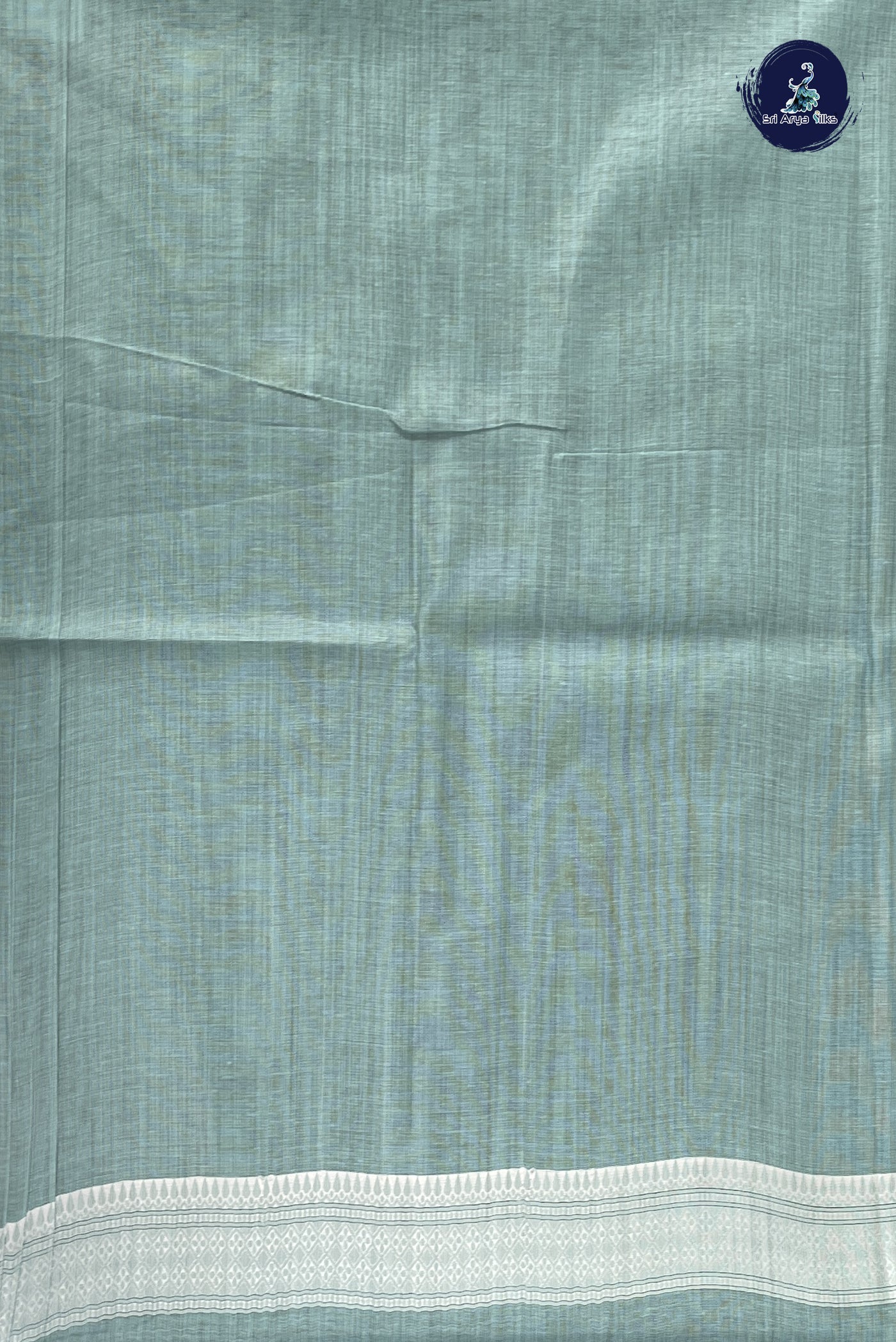 Powder Blue Linen Saree With Thread Work Pattern
