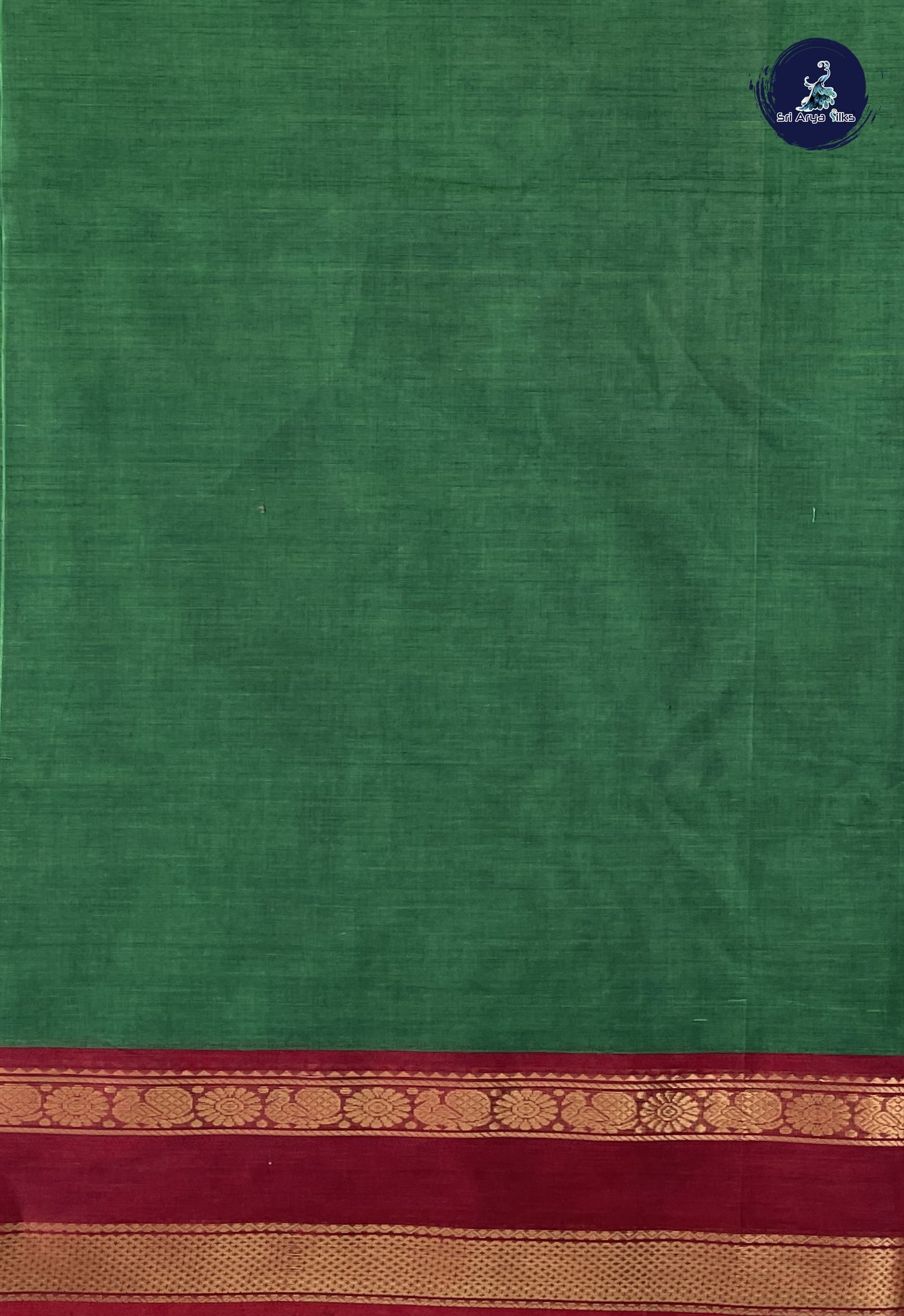 Green Kanchi Cotton Saree With Vanasingaram Pattern
