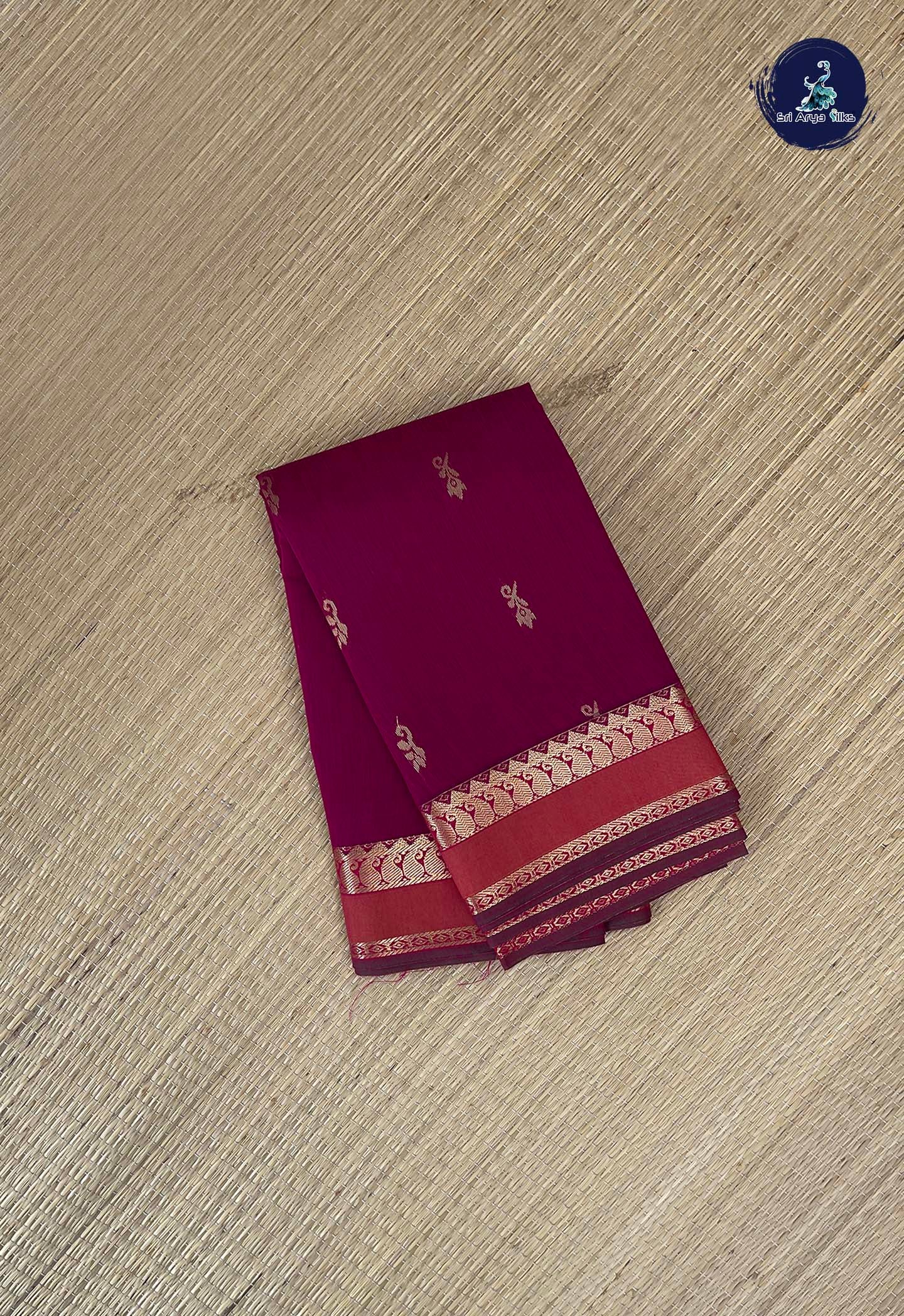 BeetRoot Shade Budget Semi Silk Cotton Saree With Zari Buttas Pattern