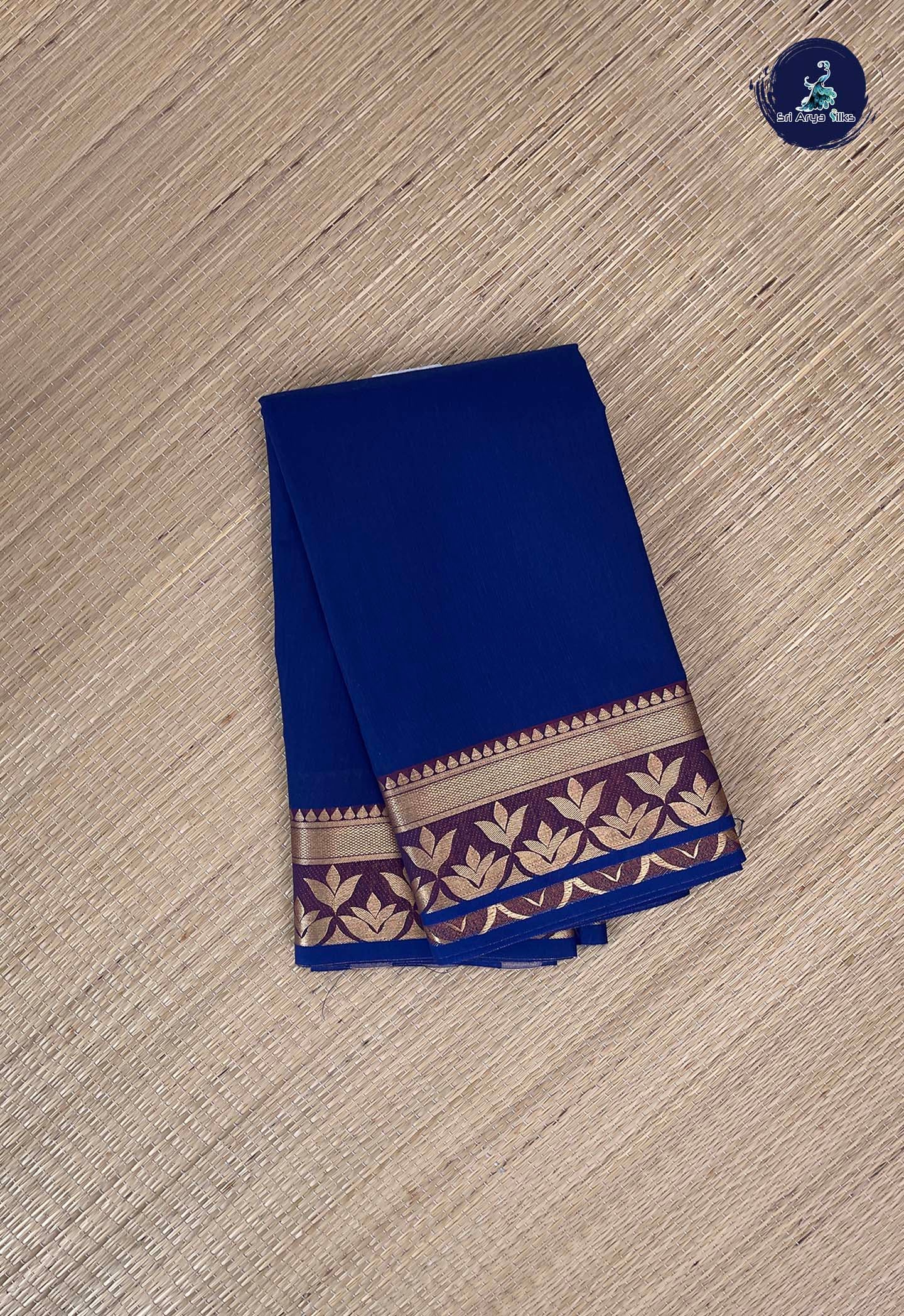Navy Blue Budget Semi Silk Cotton Saree With Plain Pattern