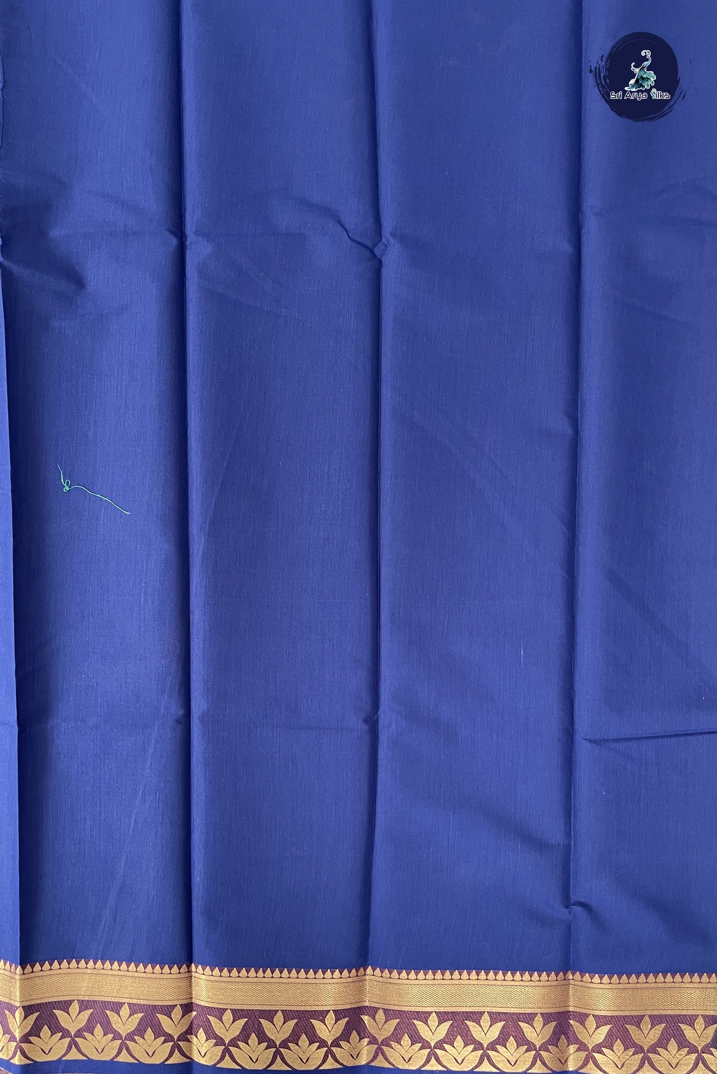 Navy Blue Budget Semi Silk Cotton Saree With Plain Pattern