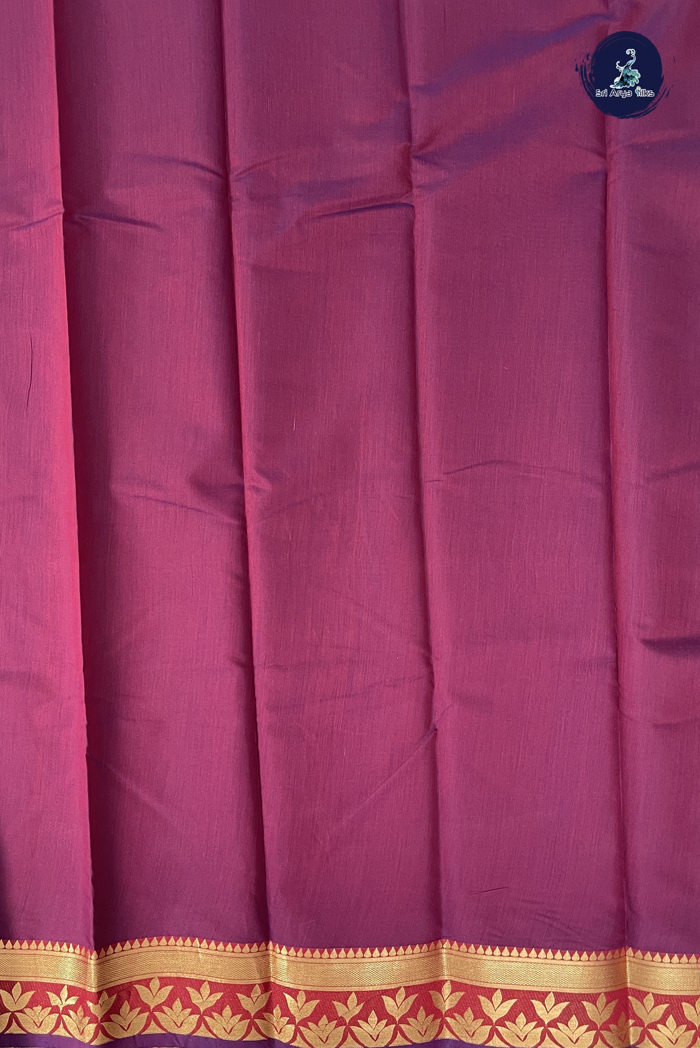 Burgundy Budget Semi Silk Cotton Saree With Plain Pattern