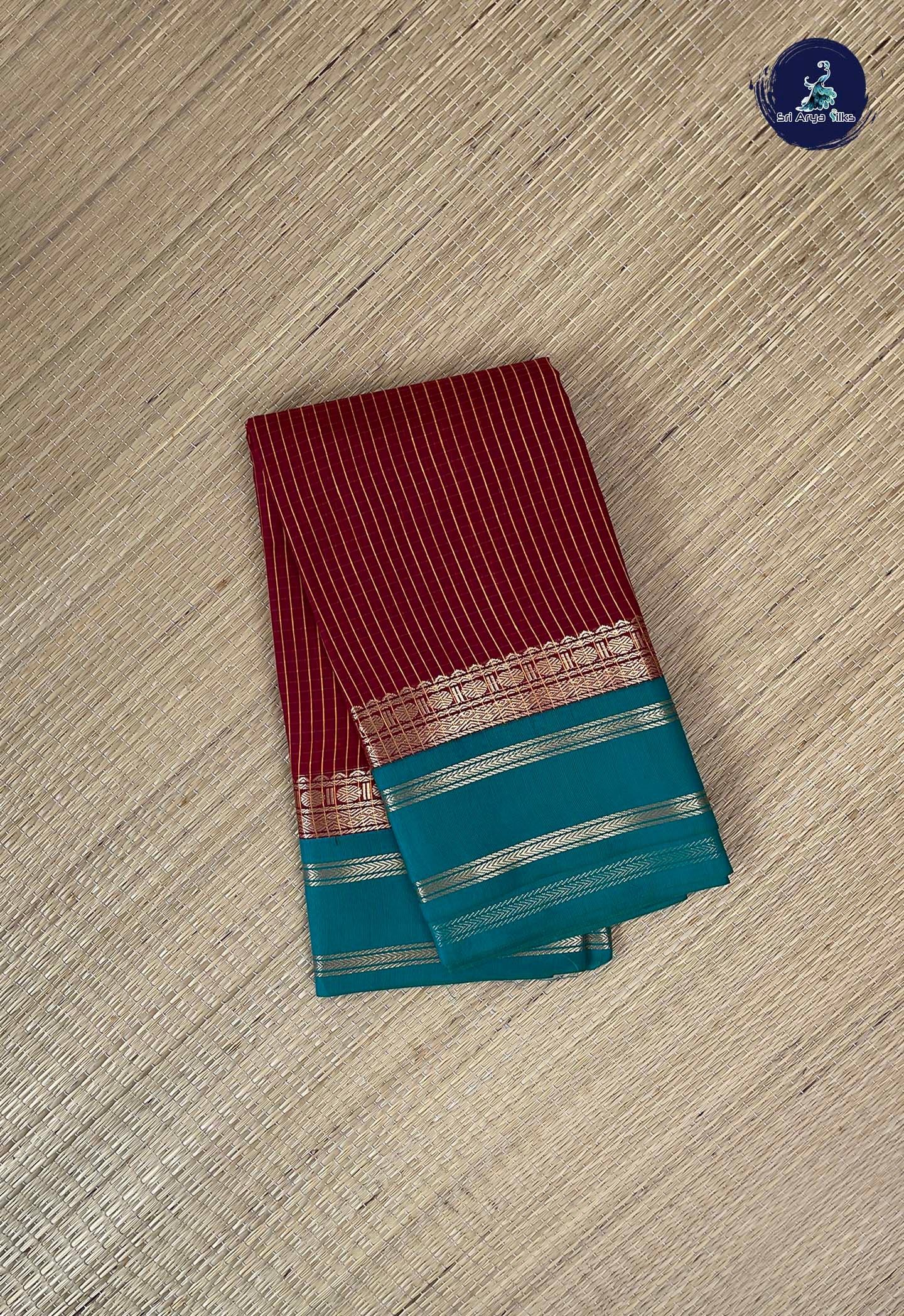 Maroon Budget Semi Silk Cotton Saree With Checked Pattern