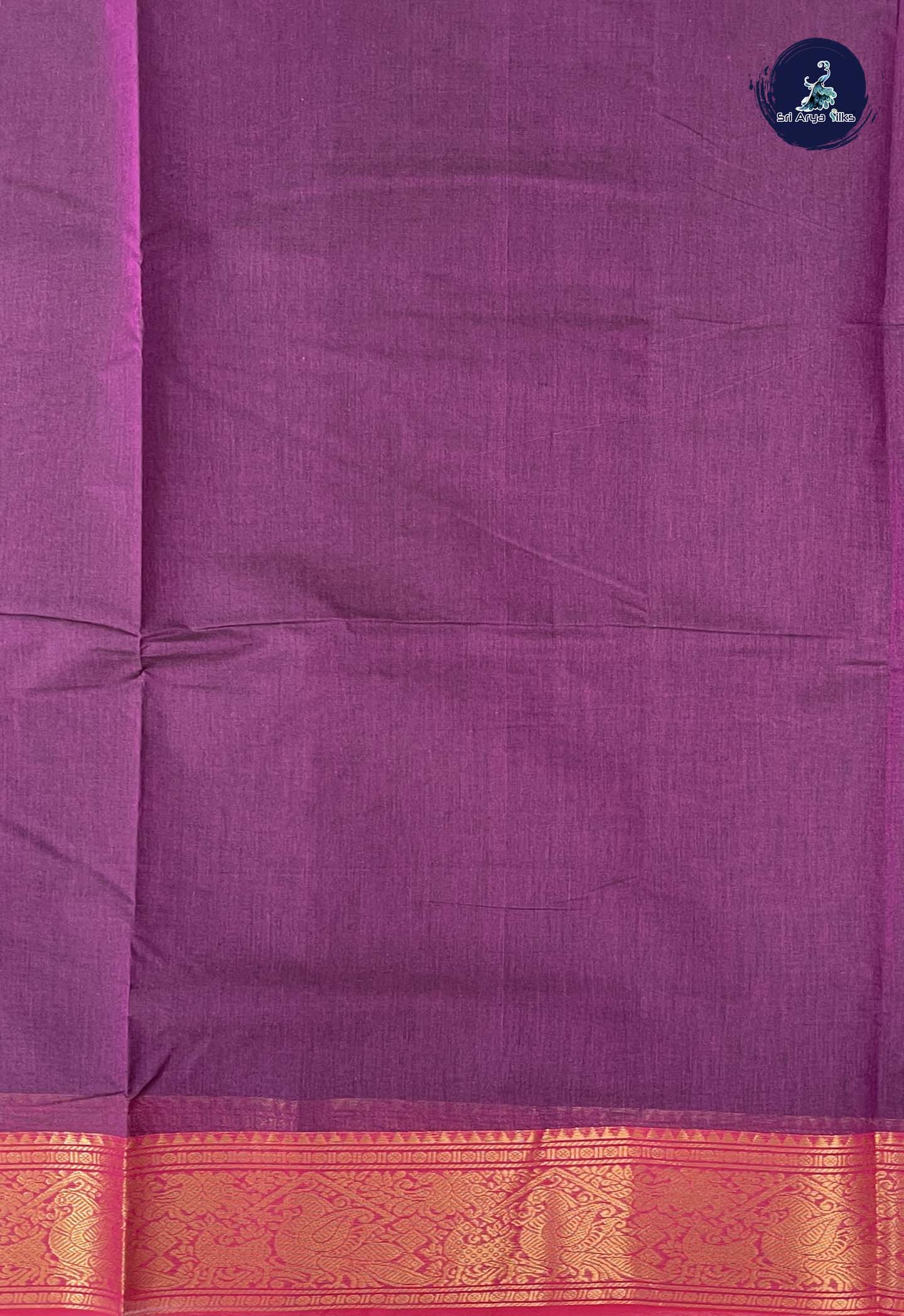 Dark Brinjal Chettinad Cotton Saree With Buttas Pattern