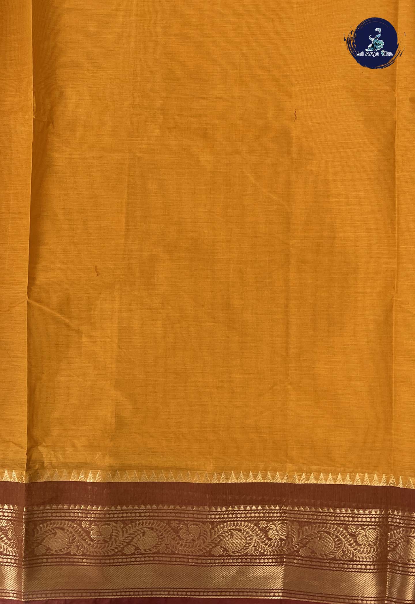 Turmeric Yellow Chettinad Cotton Saree With Buttas Pattern