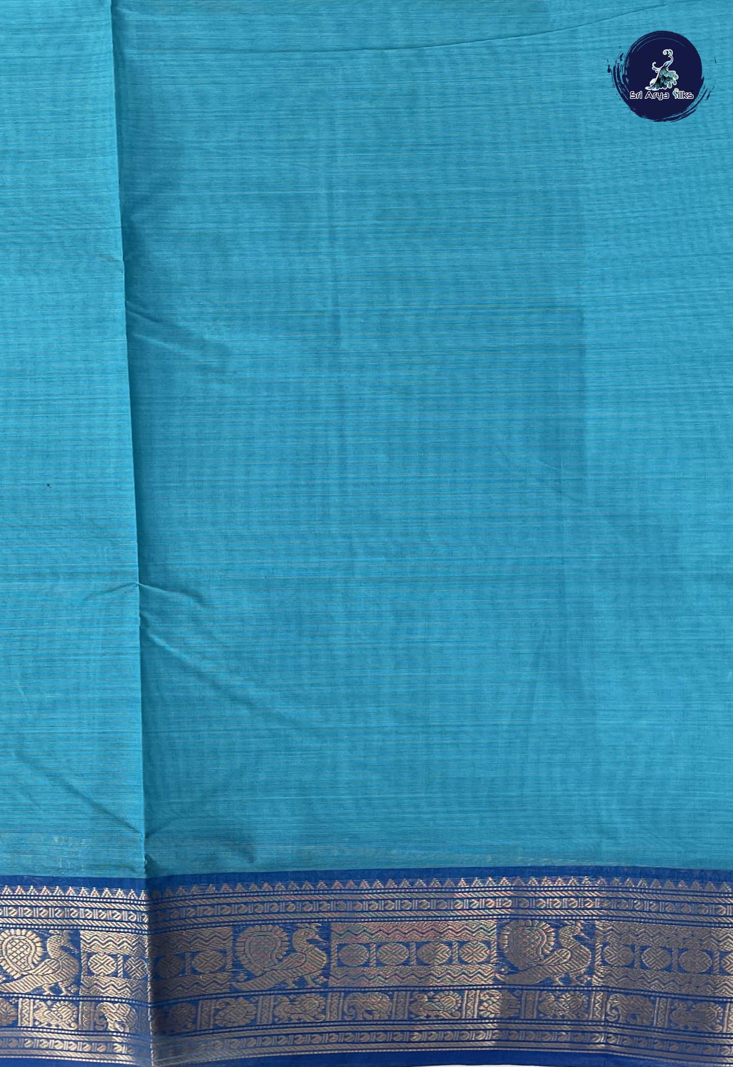 Blue Chettinad Cotton Saree With Buttas Pattern