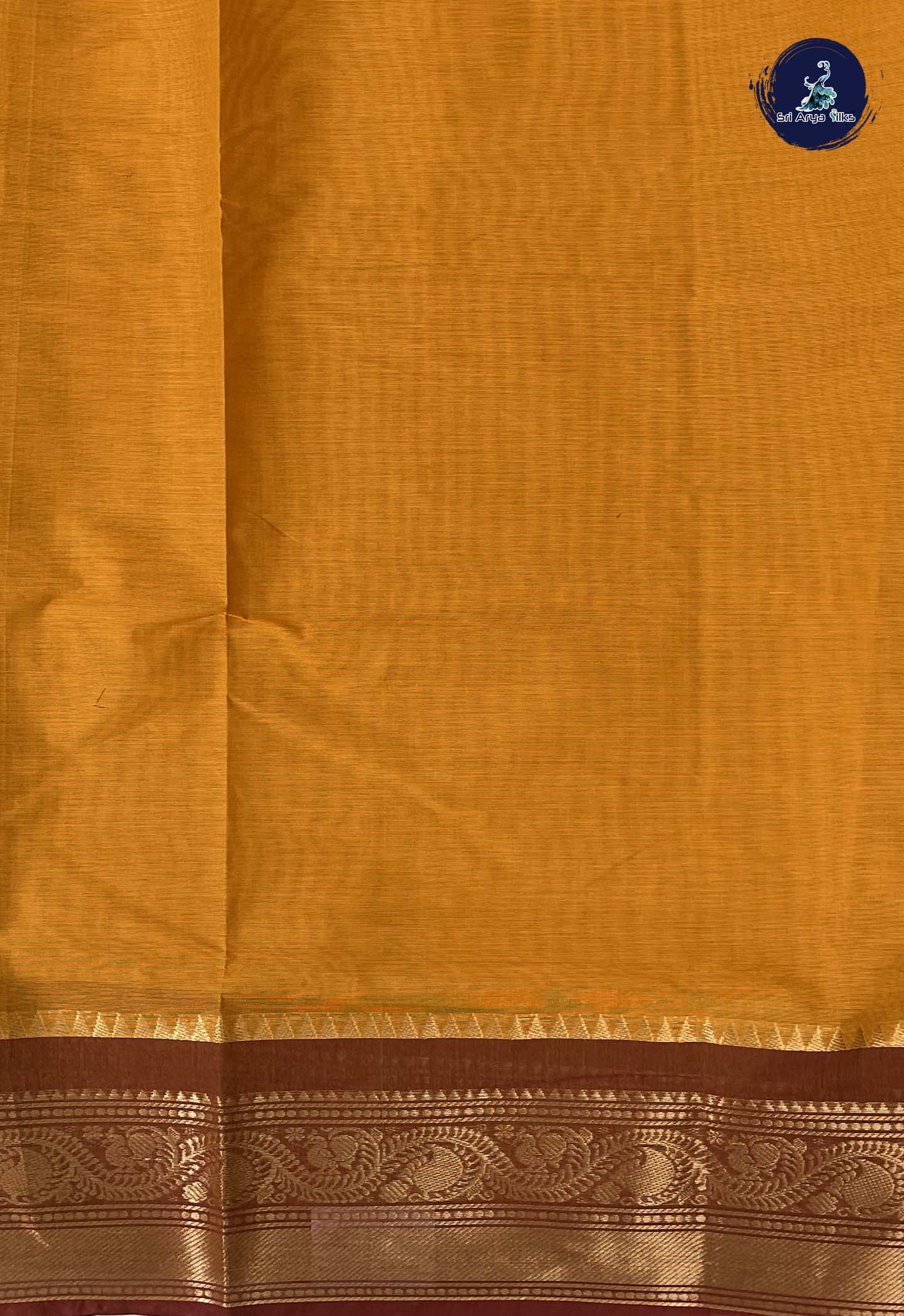 Turmeric Yellow Chettinad Cotton Saree With Buttas Pattern