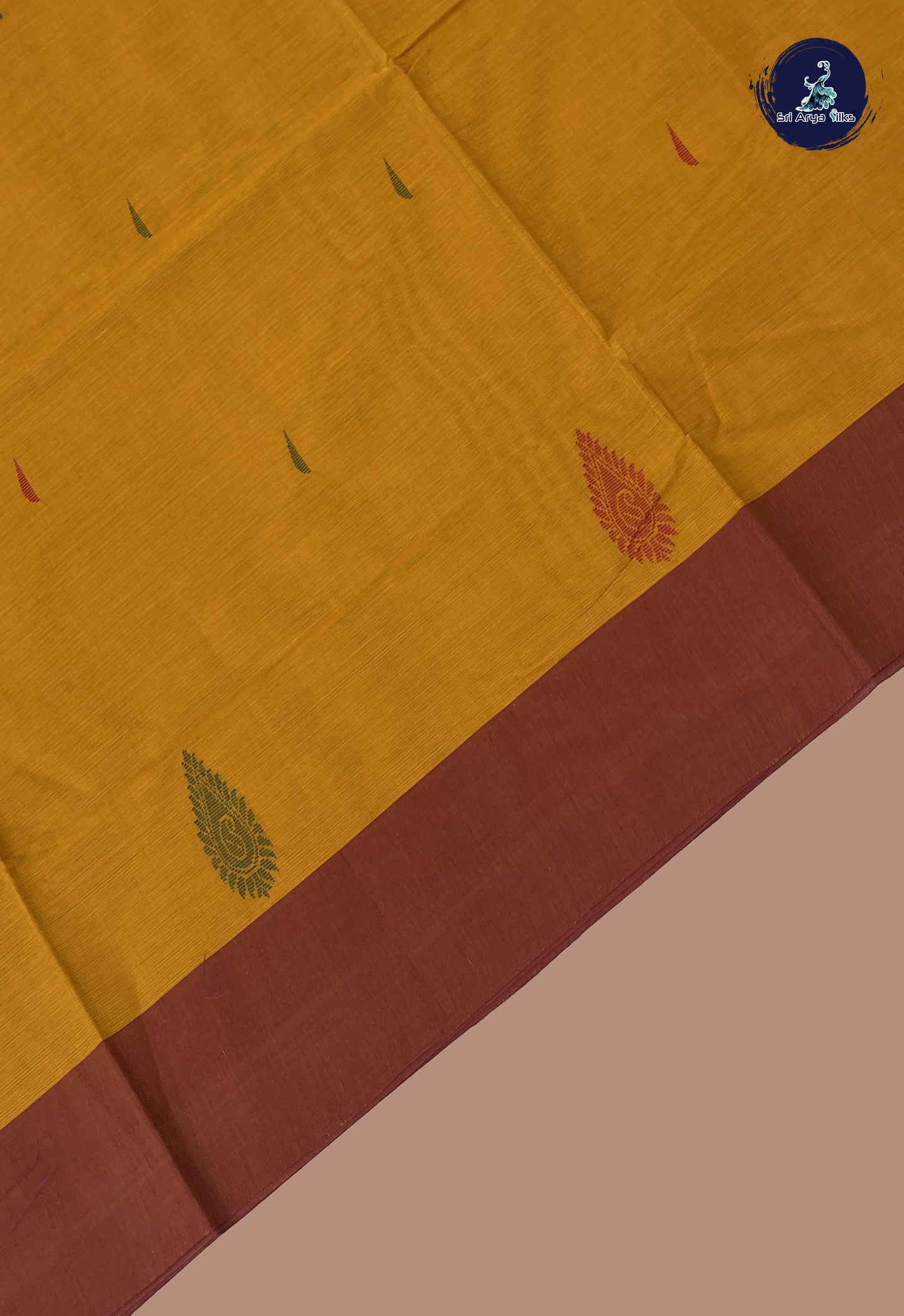 Turmeric Yellow Kanchi Cotton Saree With Buttas Pattern