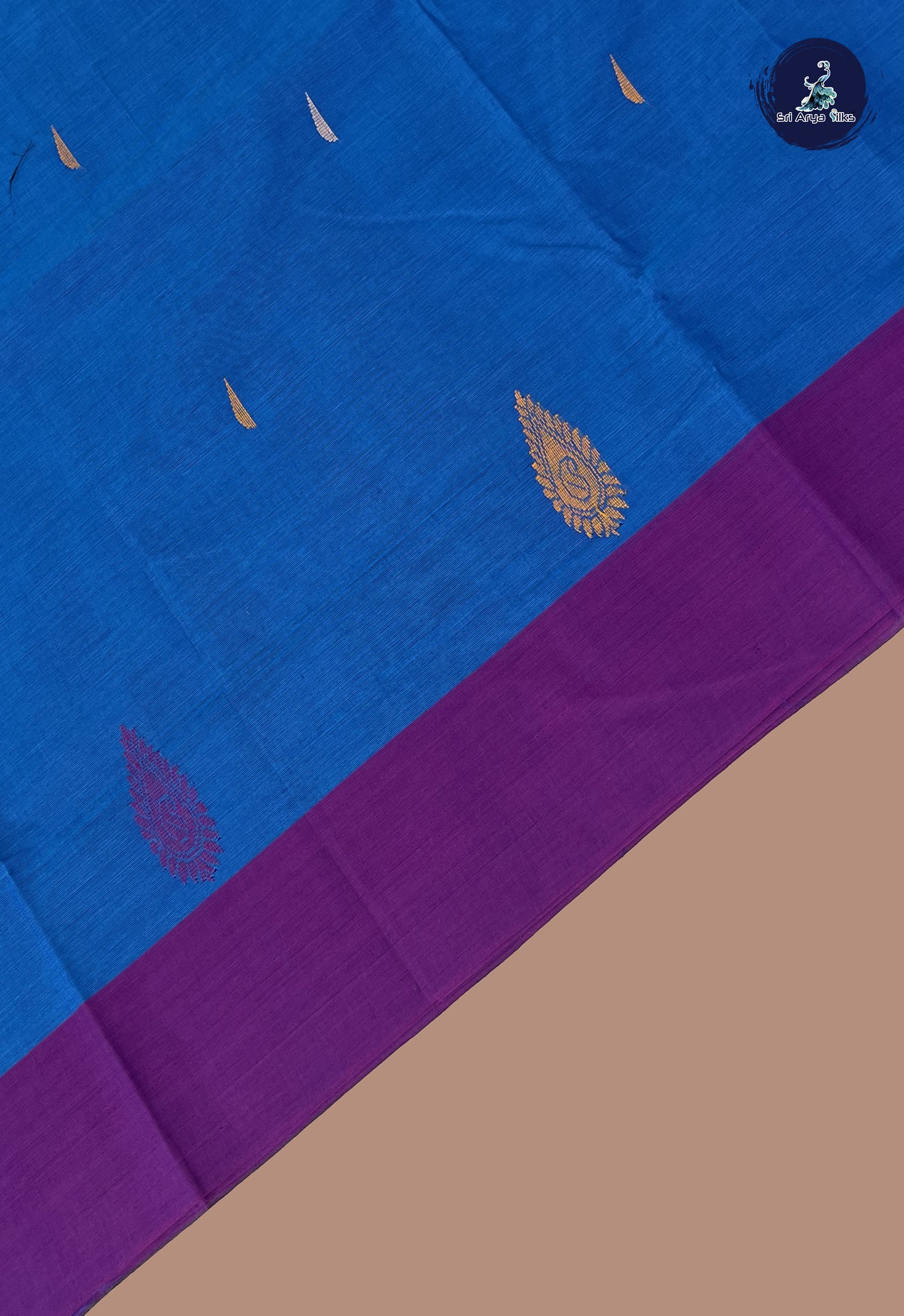 Dark Blue Kanchi Cotton Saree With Buttas Pattern