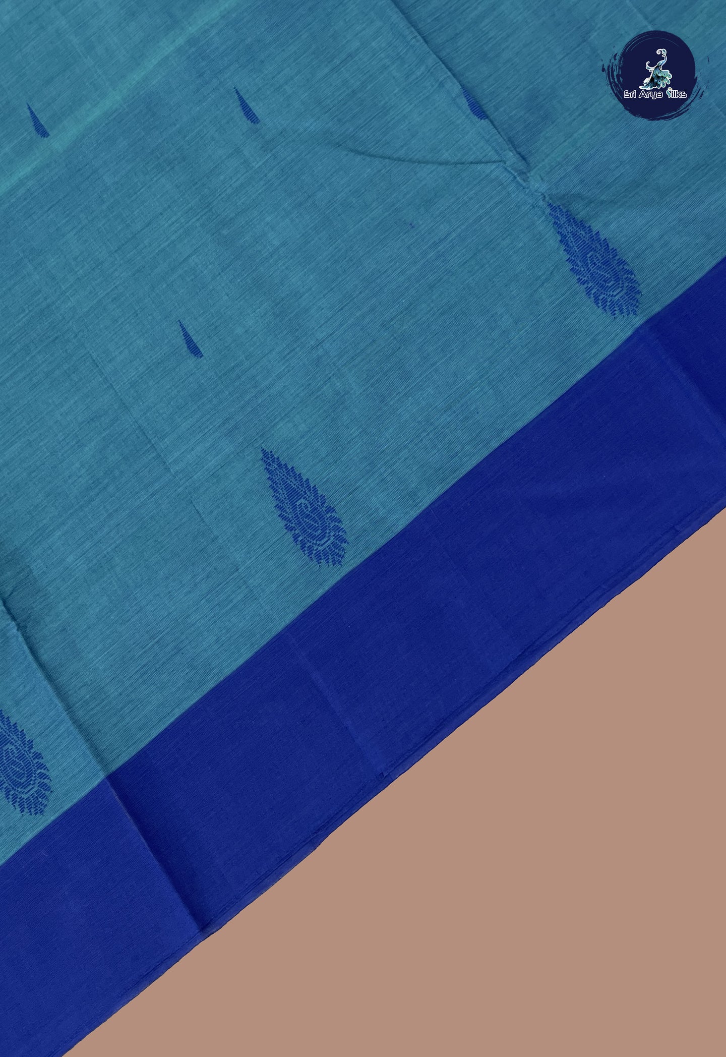 Blue Kanchi Cotton Saree With Buttas Pattern