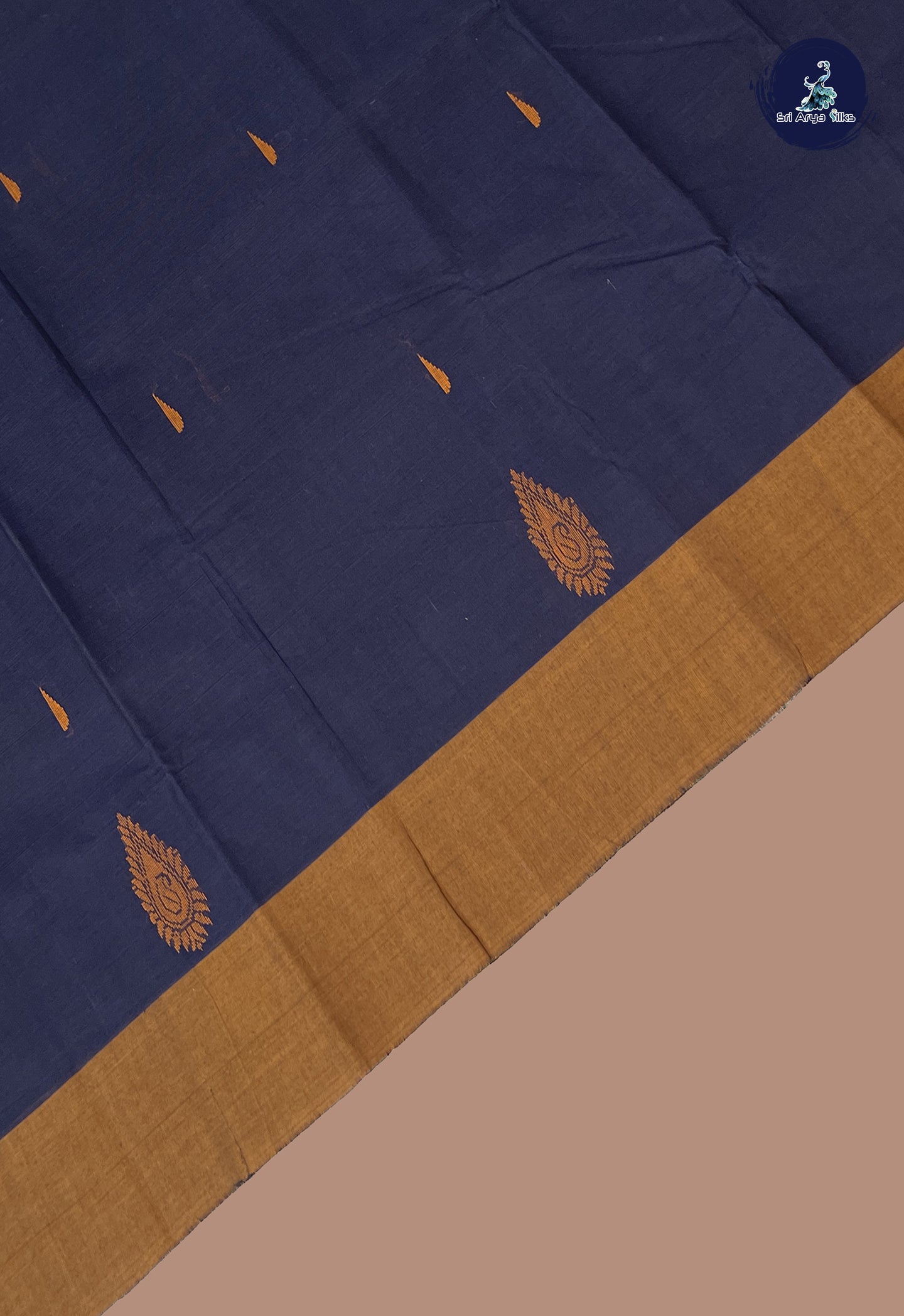 Dark Blue Kanchi Cotton Saree With Buttas Pattern