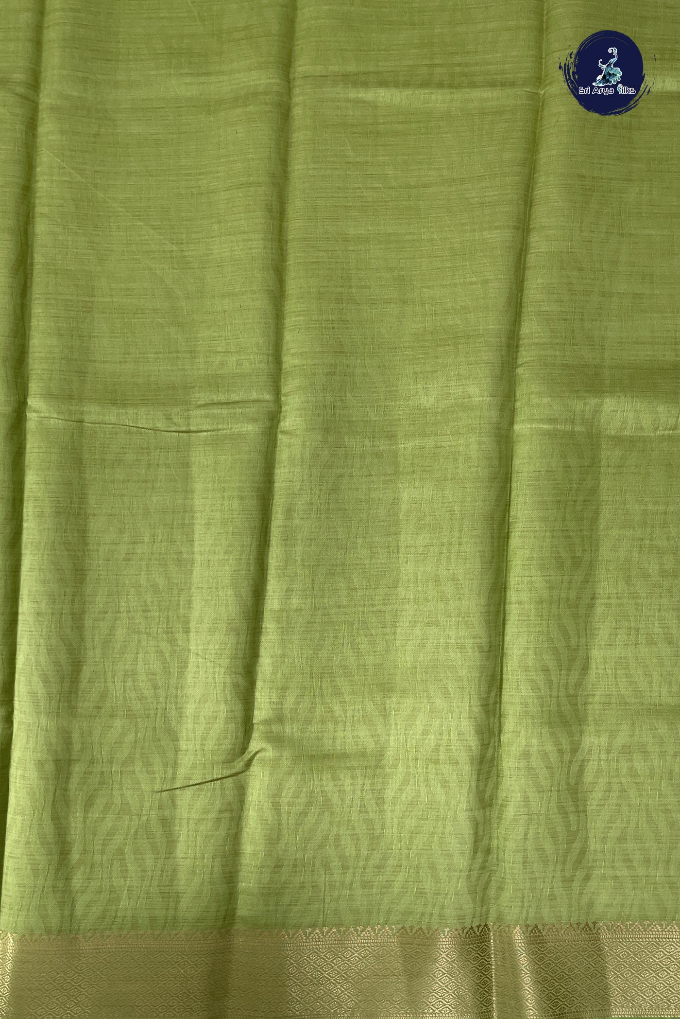 Light Green Semi Tussar Saree With Embossed Pattern