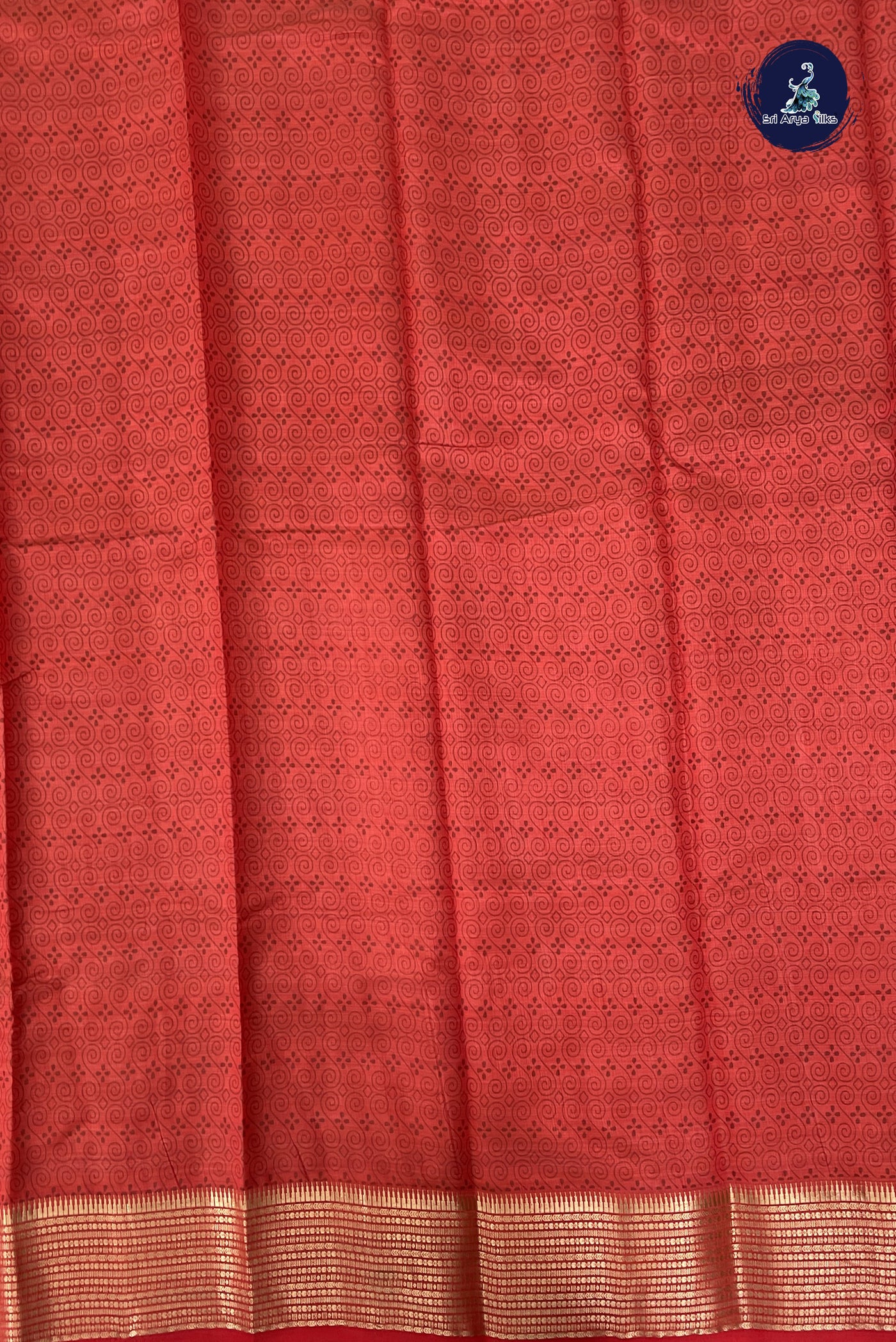 Red Semi Tussar Saree With Printed Pattern