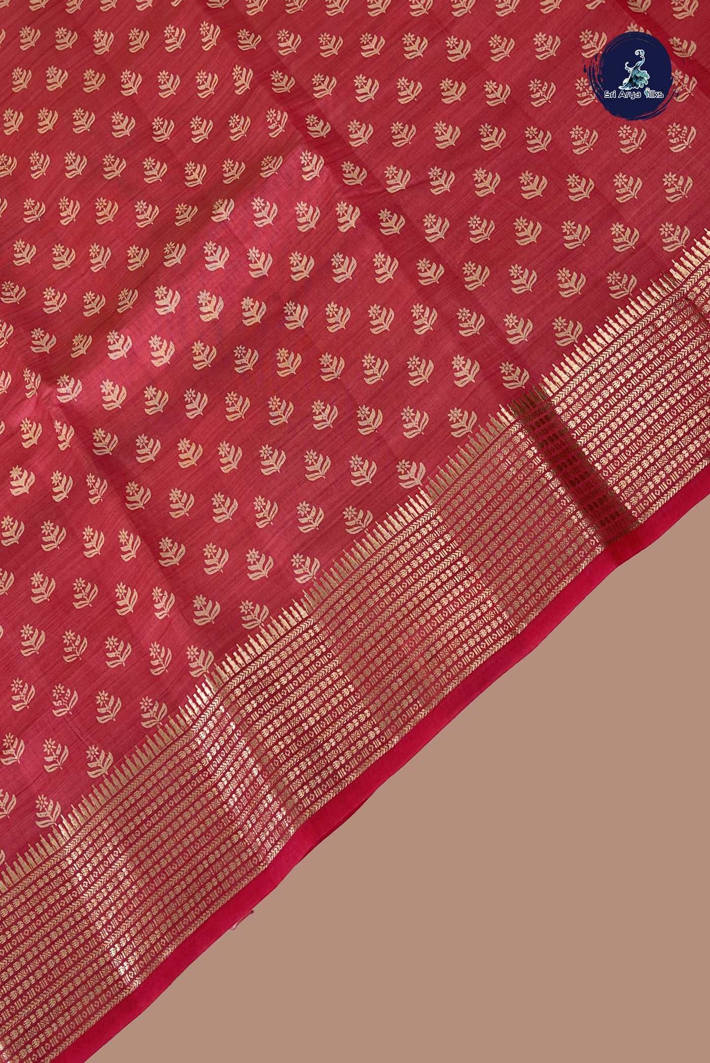 Pink Semi Tussar Saree With Printed Pattern