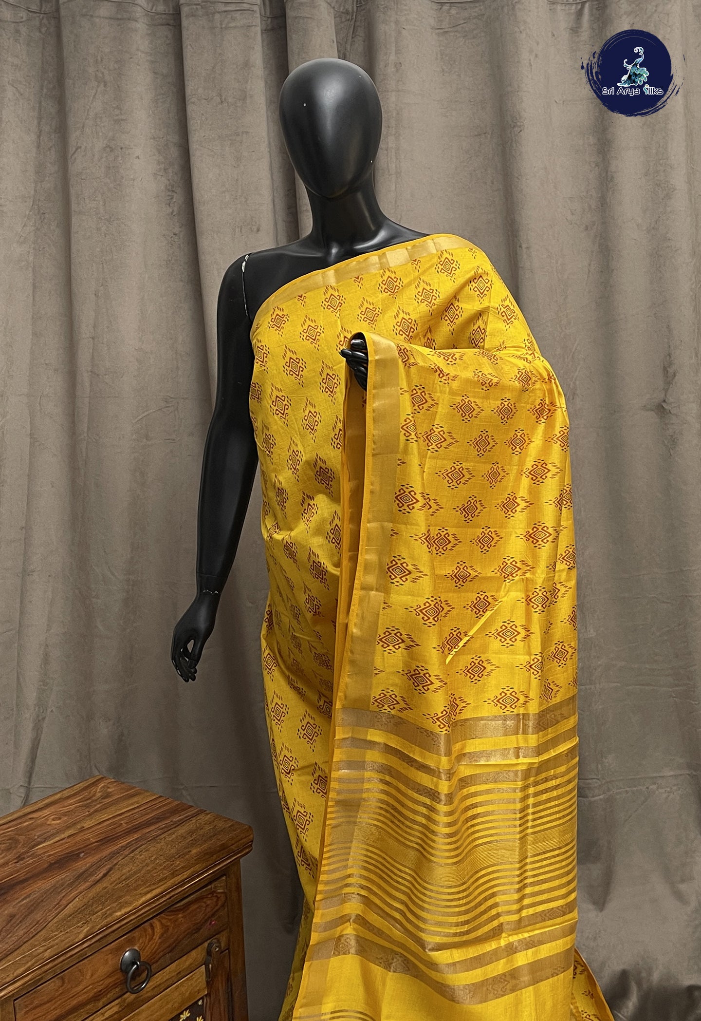 Yellow Semi Tussar Saree With Patola Pattern