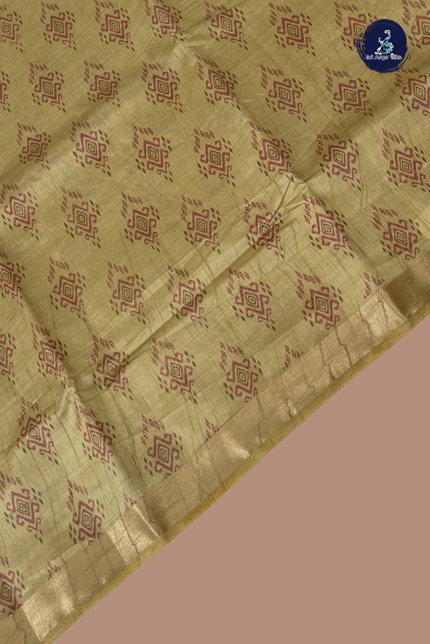 Golden Mustard Semi Tussar Saree With Patola Pattern