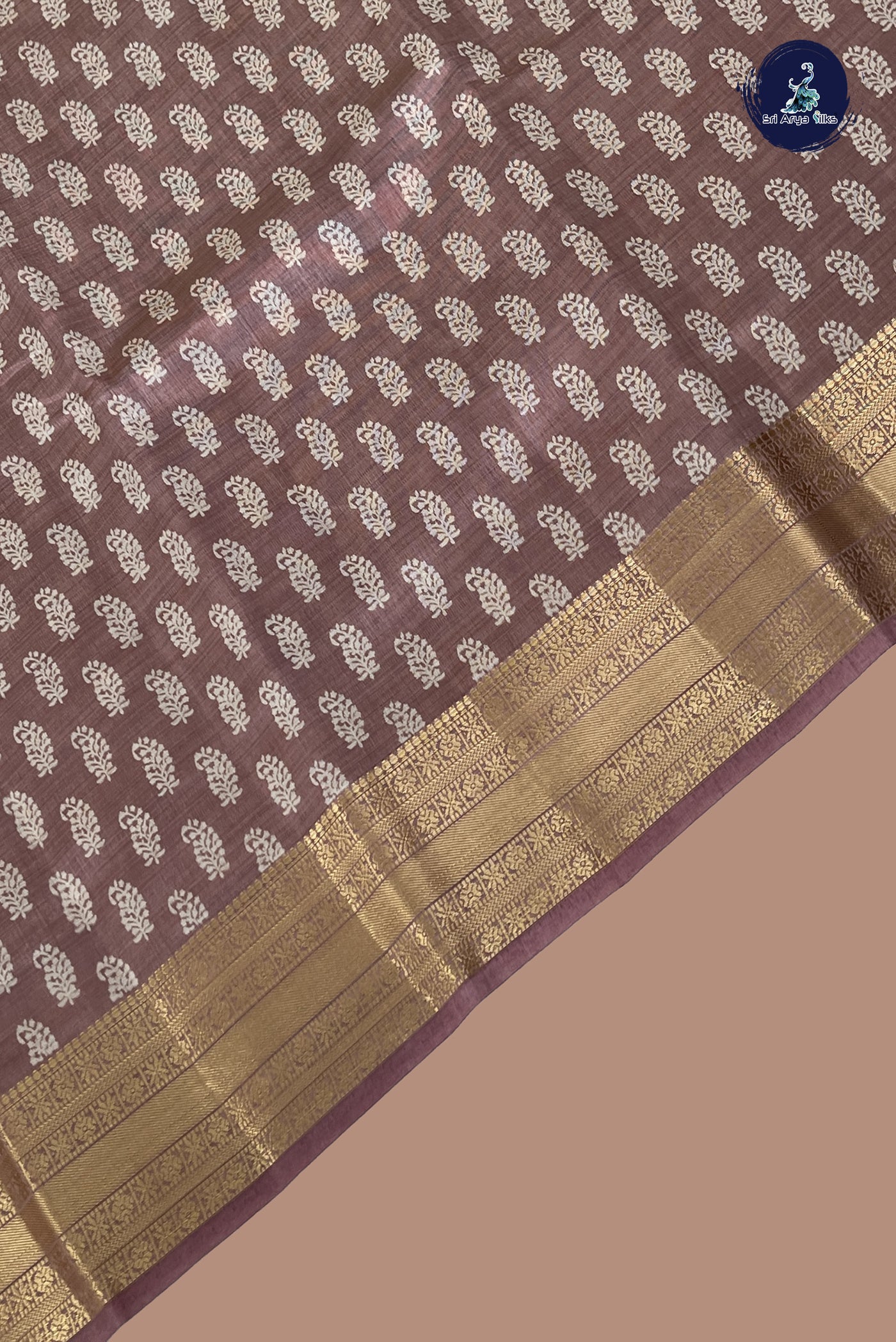 Mauve Semi Tussar Saree With Printed Pattern
