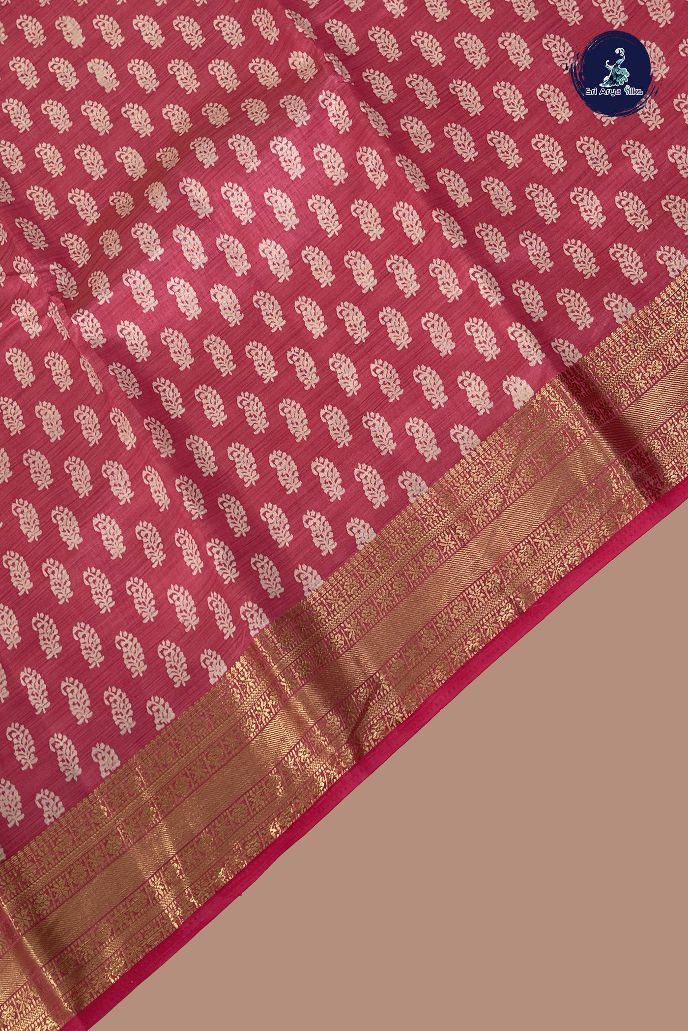 Pink Semi Tussar Saree With Printed Pattern