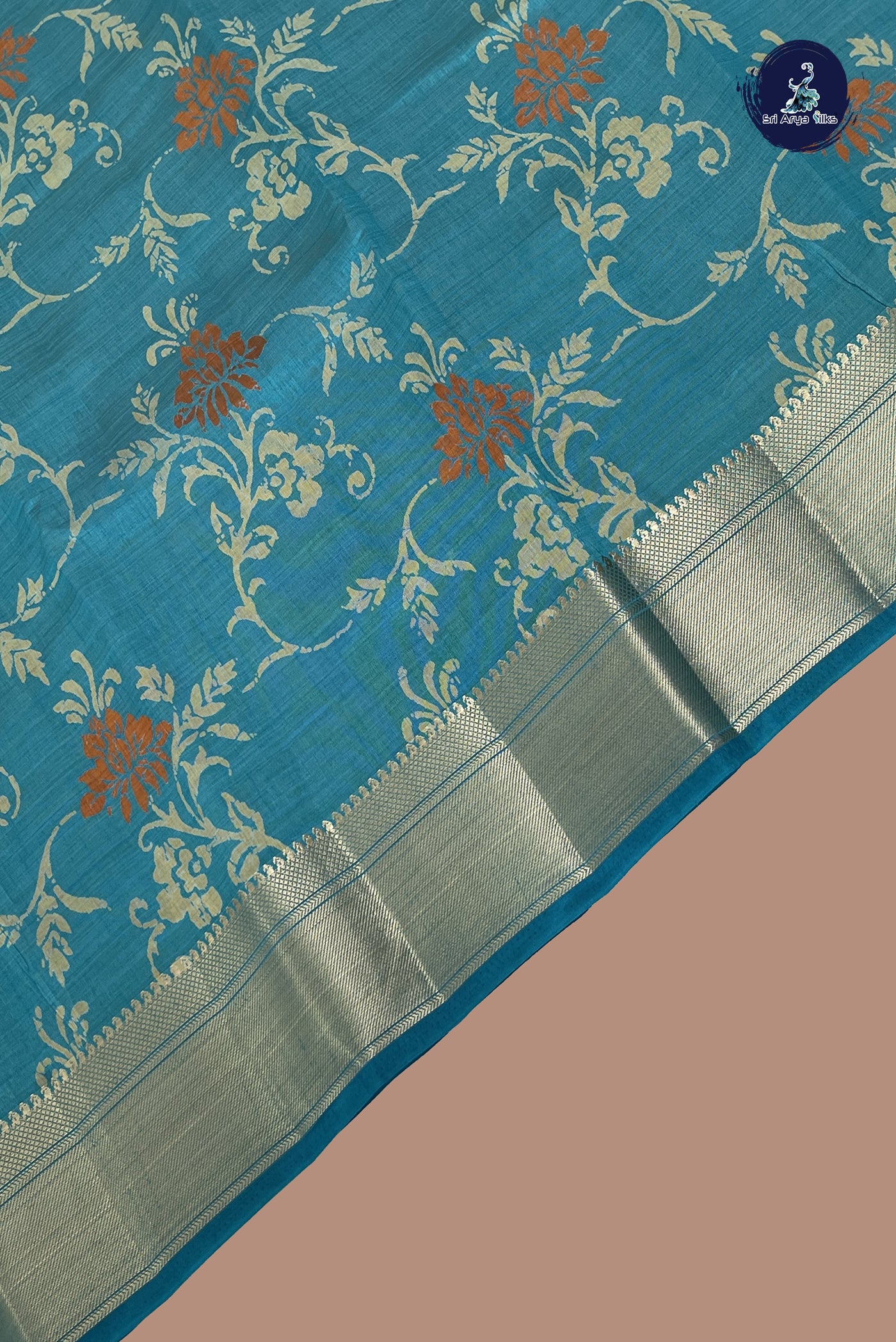 Blue Semi Tussar Saree With Printed Pattern