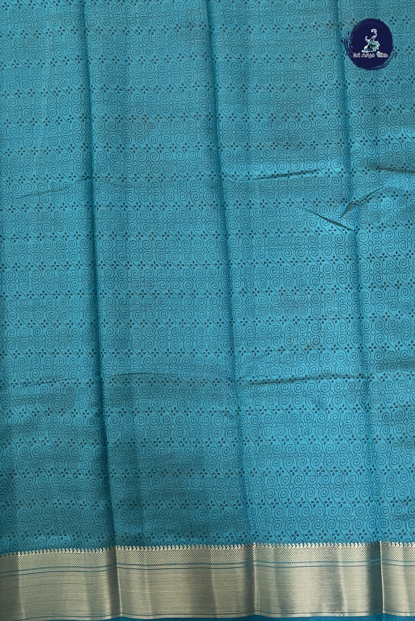 Blue Semi Tussar Saree With Printed Pattern