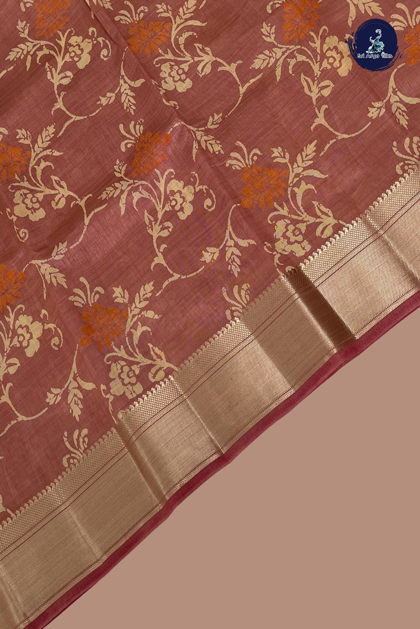 Pastel Shade Semi Tussar Saree With Printed Pattern