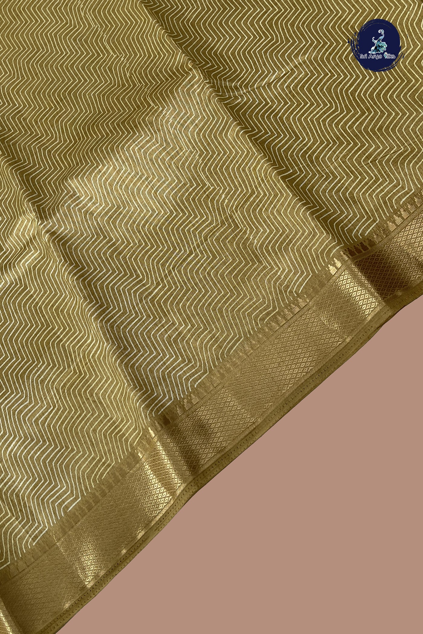 Golden Mustard Semi Tussar Saree With Printed Pattern