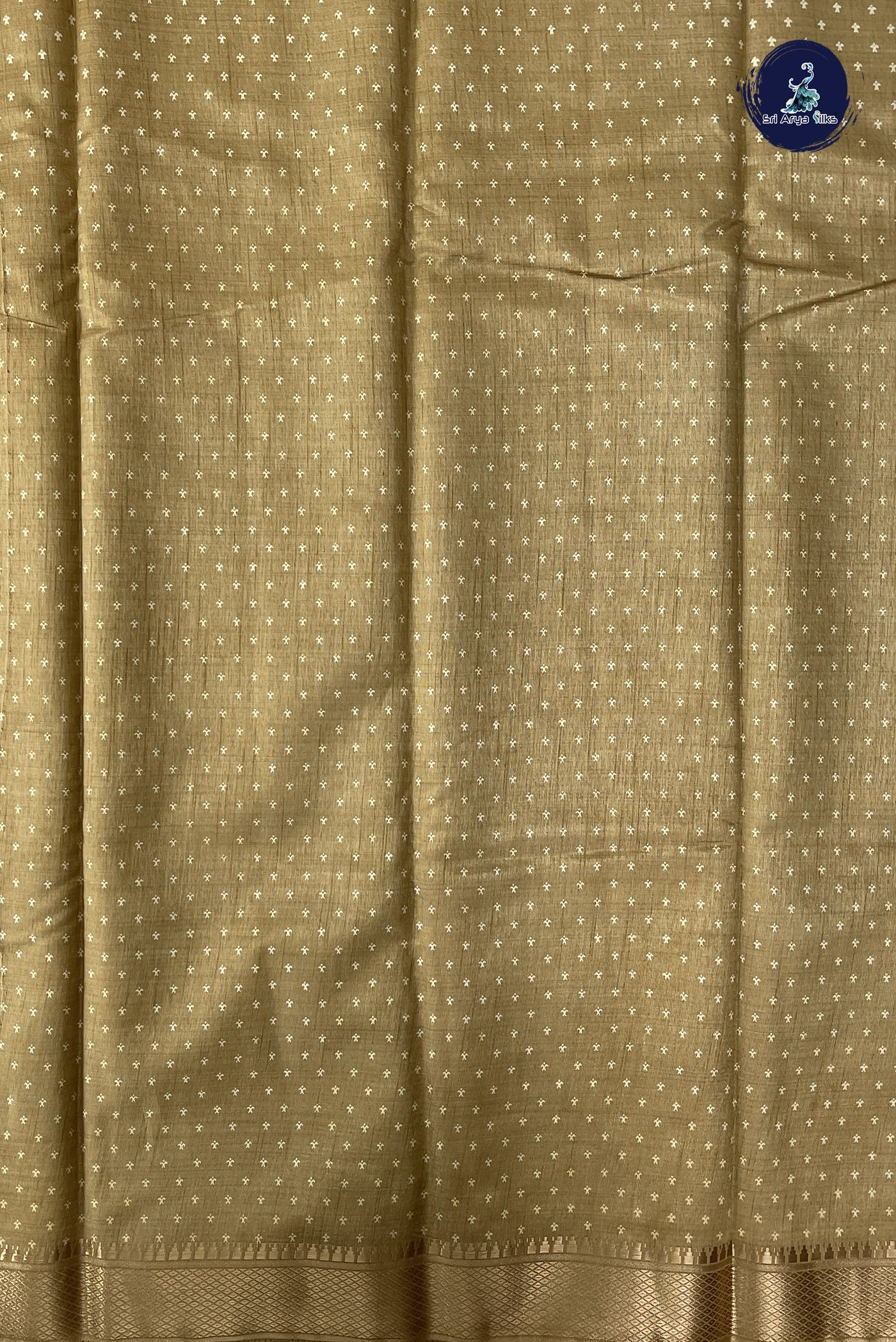 Golden Mustard Semi Tussar Saree With Printed Pattern