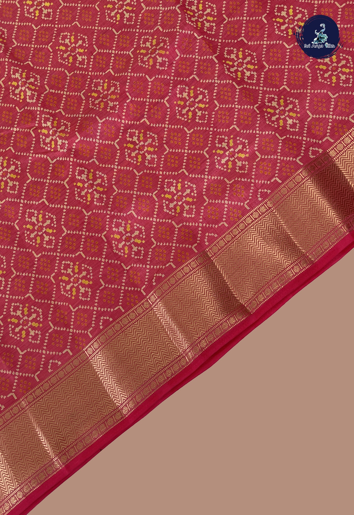 Pink Semi Tussar Saree With Patola Pattern