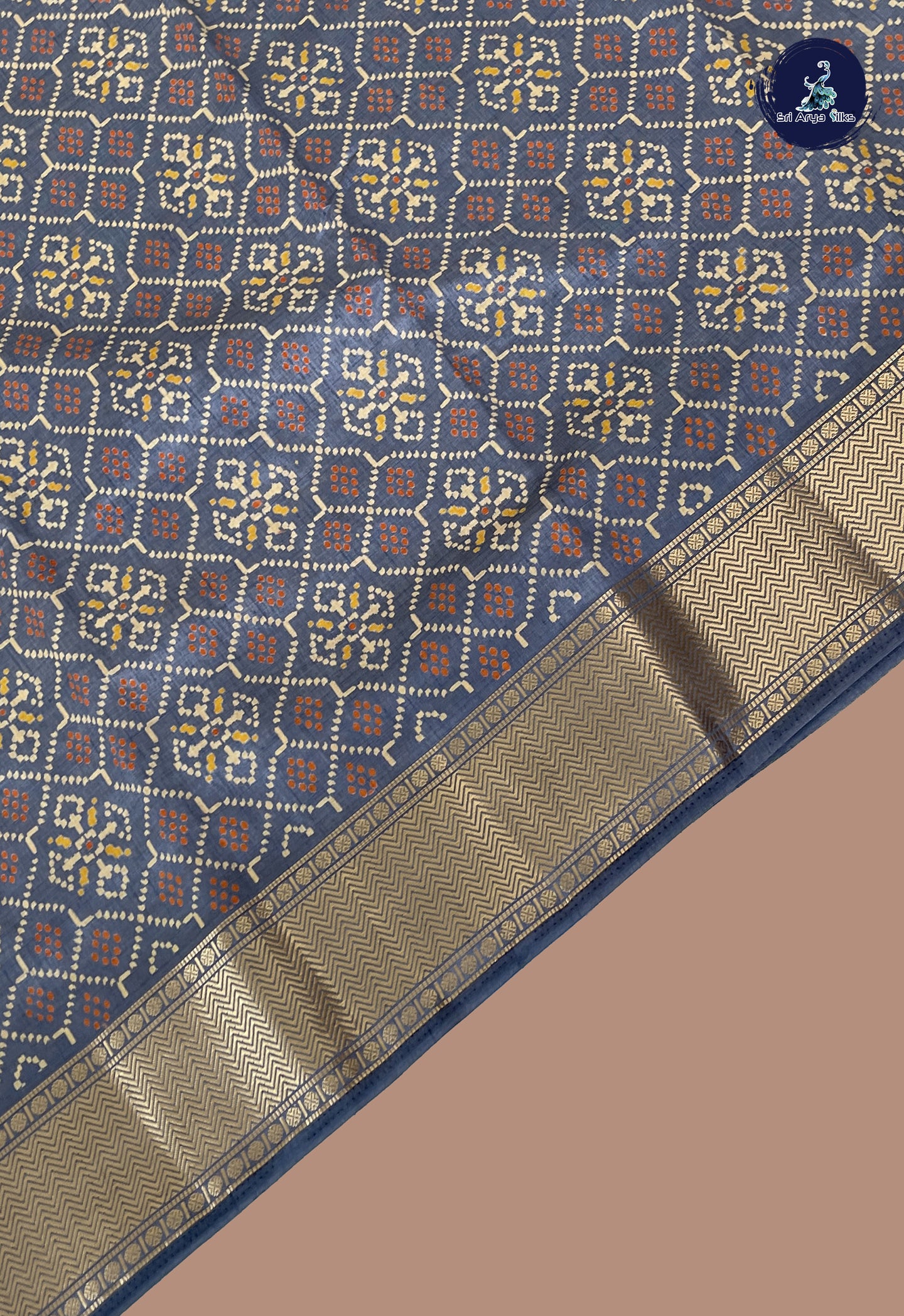 Grey Semi Tussar Saree With Patola Pattern