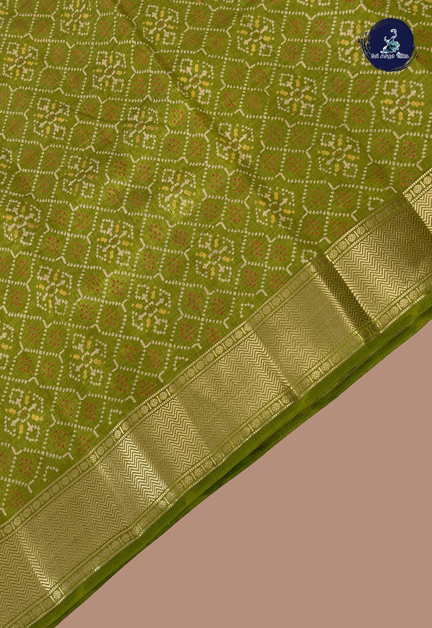 Light Green Semi Tussar Saree With Patola Pattern