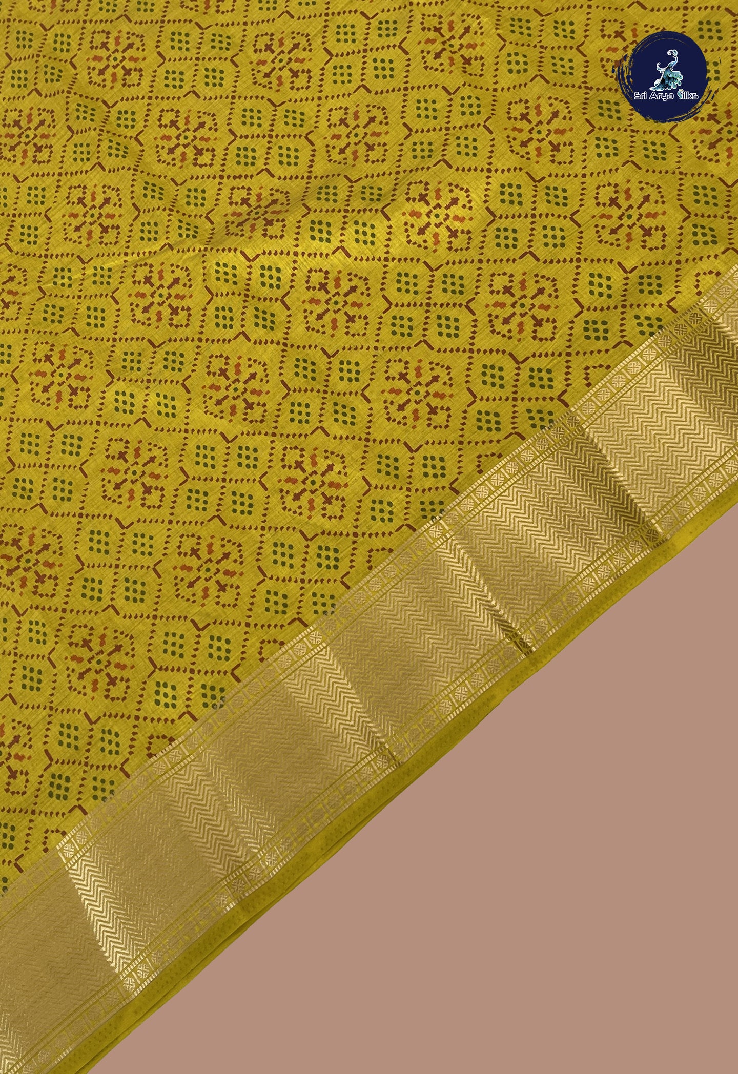 Yellow Semi Tussar Saree With Patola Pattern