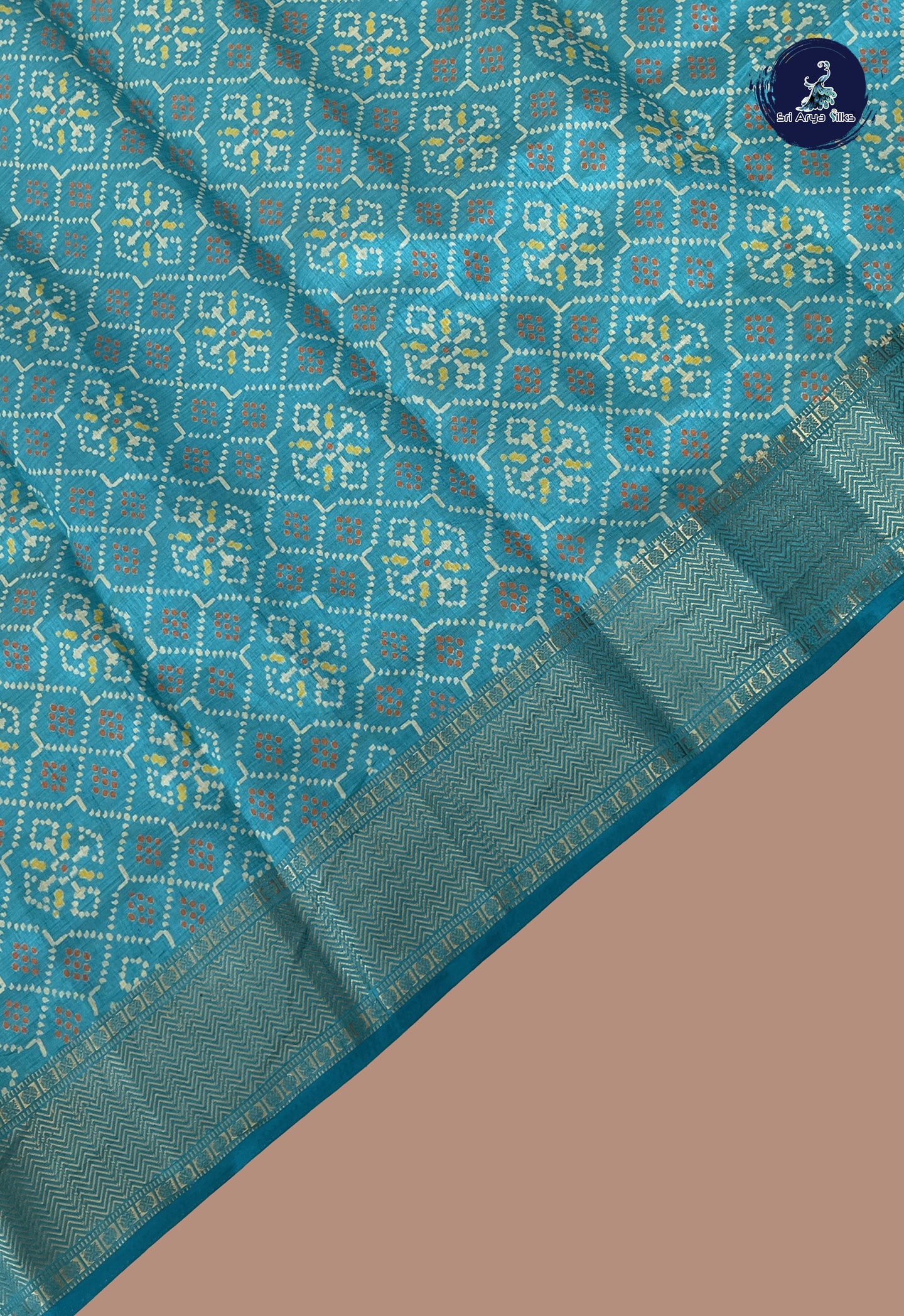 Blue Semi Tussar Saree With Patola Pattern