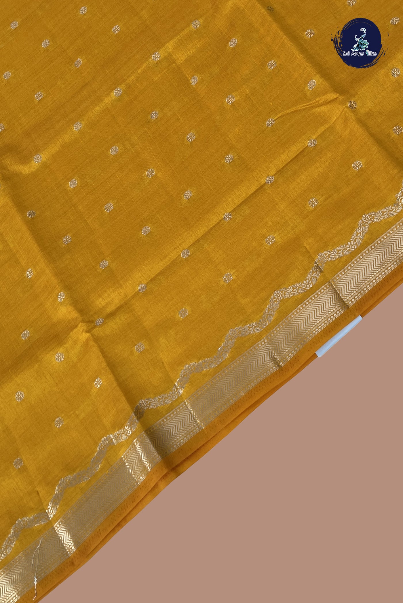 Yellow Semi Tussar Saree With Zari Buttas Pattern