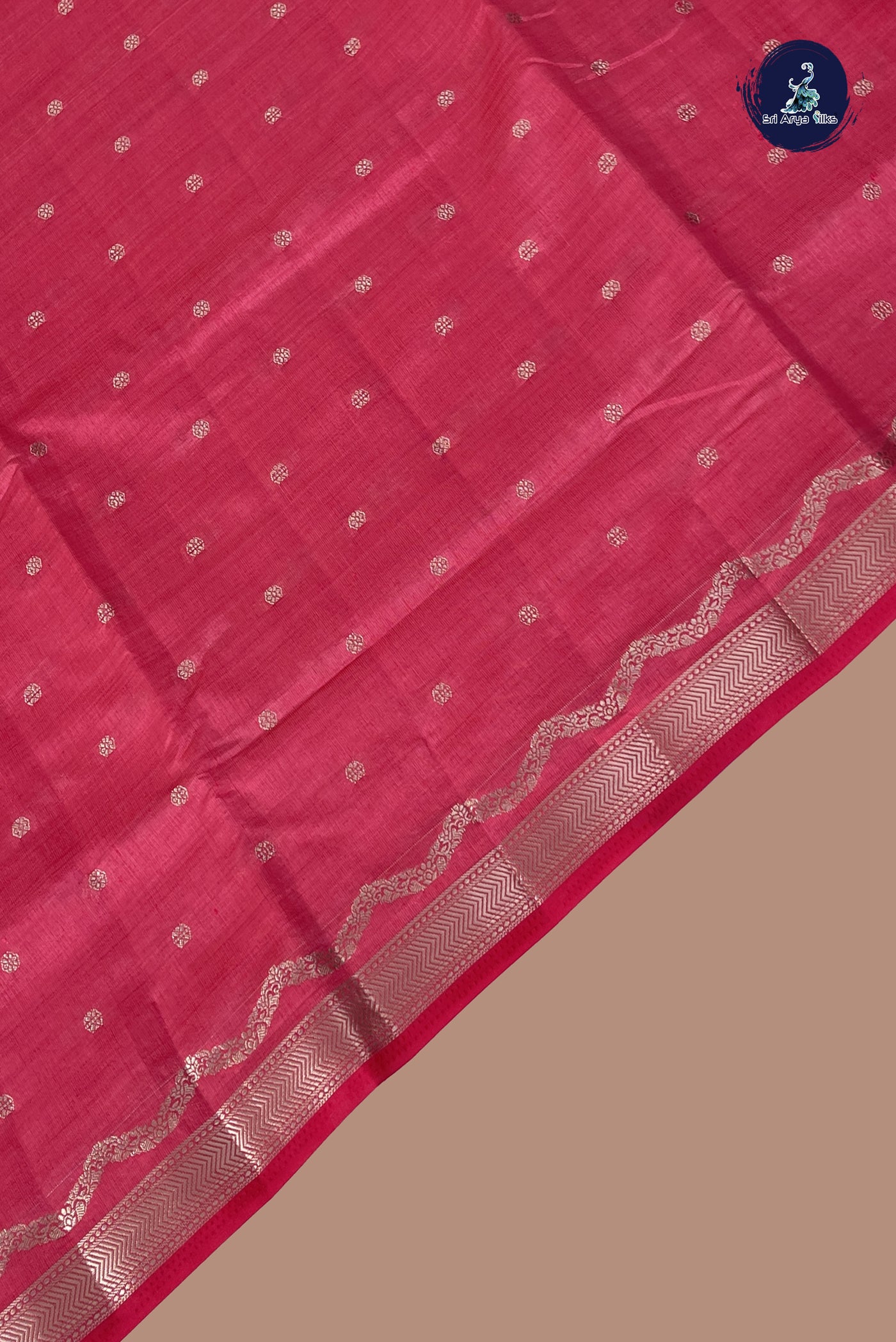 Pink Semi Tussar Saree With Zari Buttas Pattern