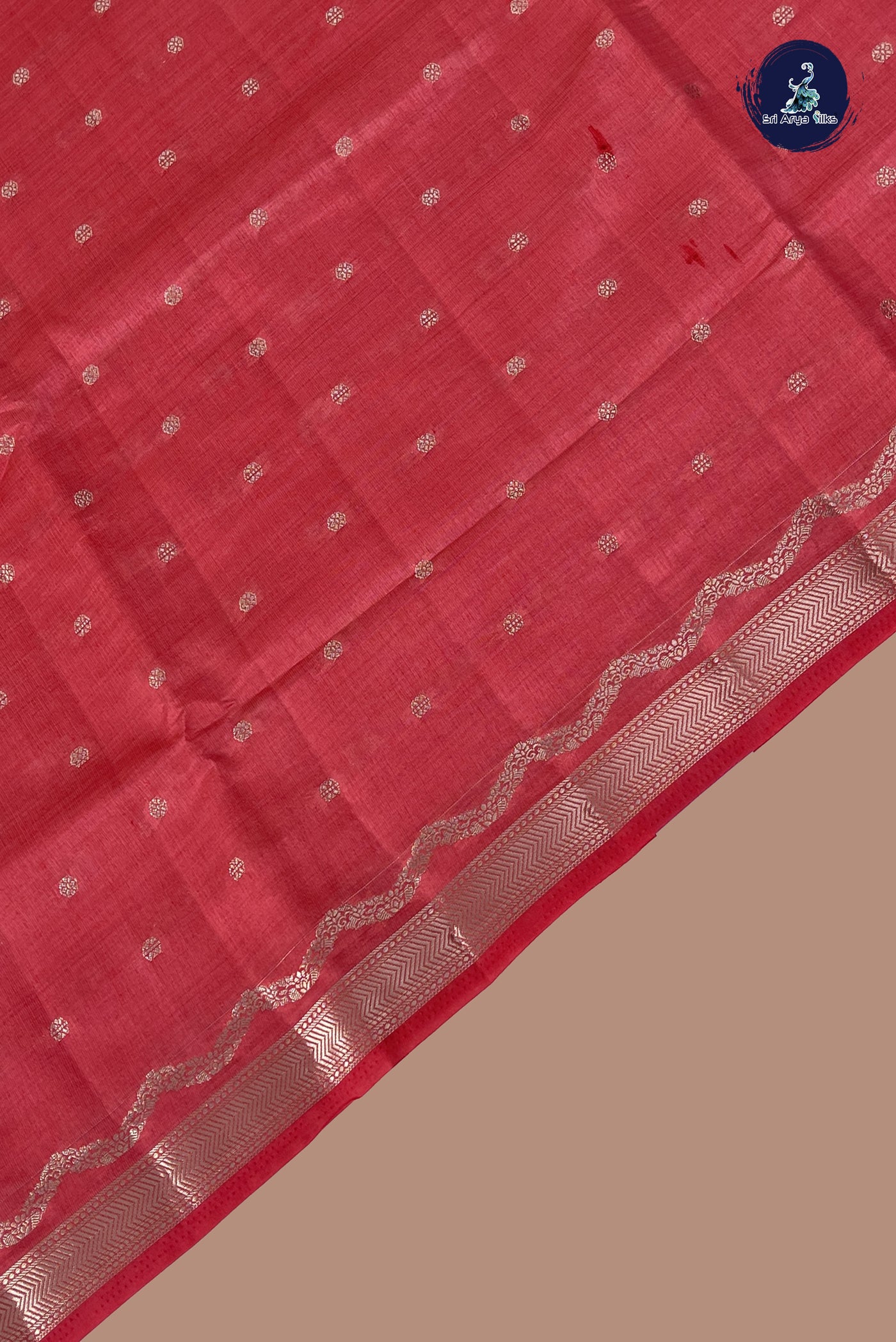 Peach Pink Semi Tussar Saree With Zari Buttas Pattern