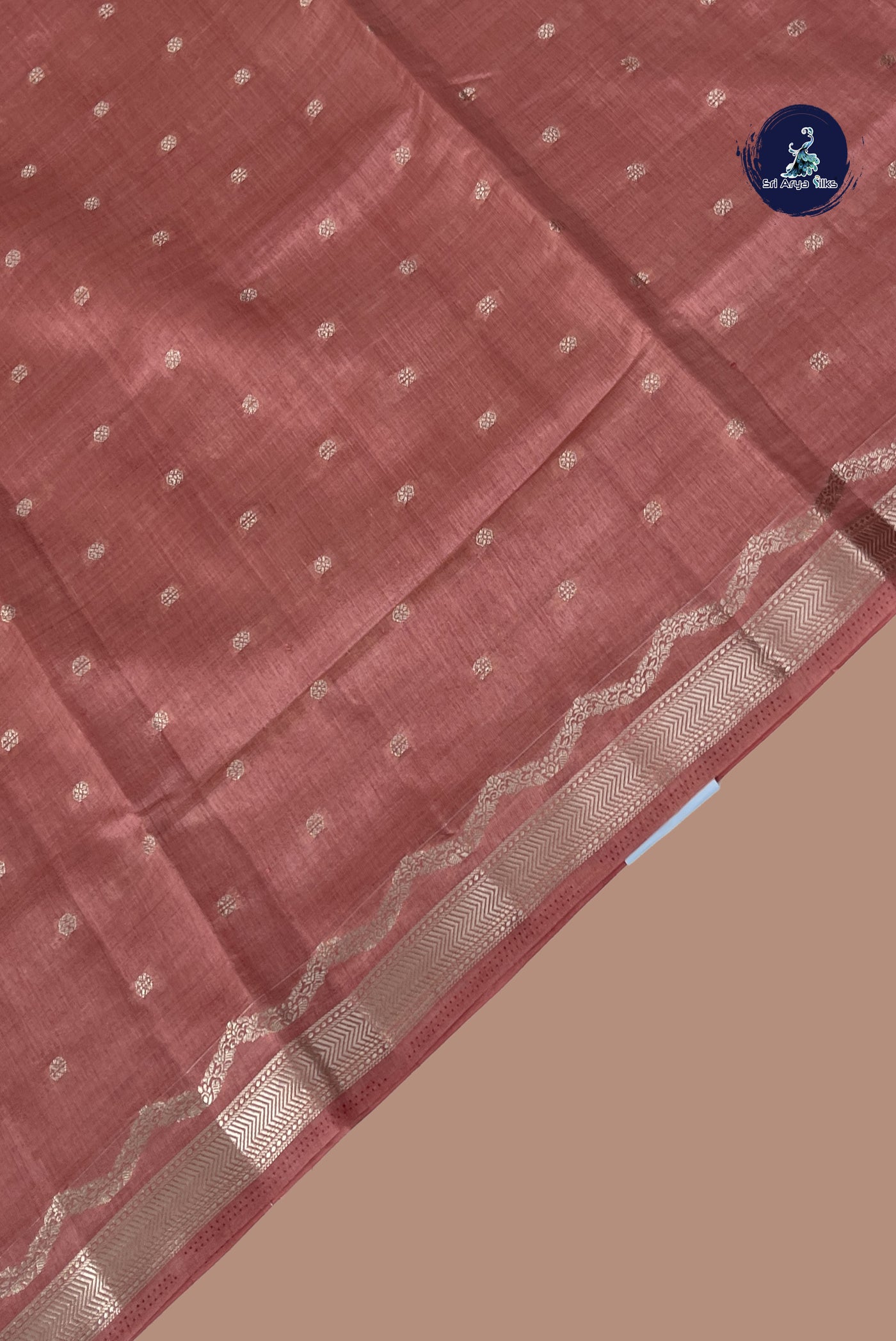 Pastel Shade Semi Tussar Saree With Zari Buttas Pattern