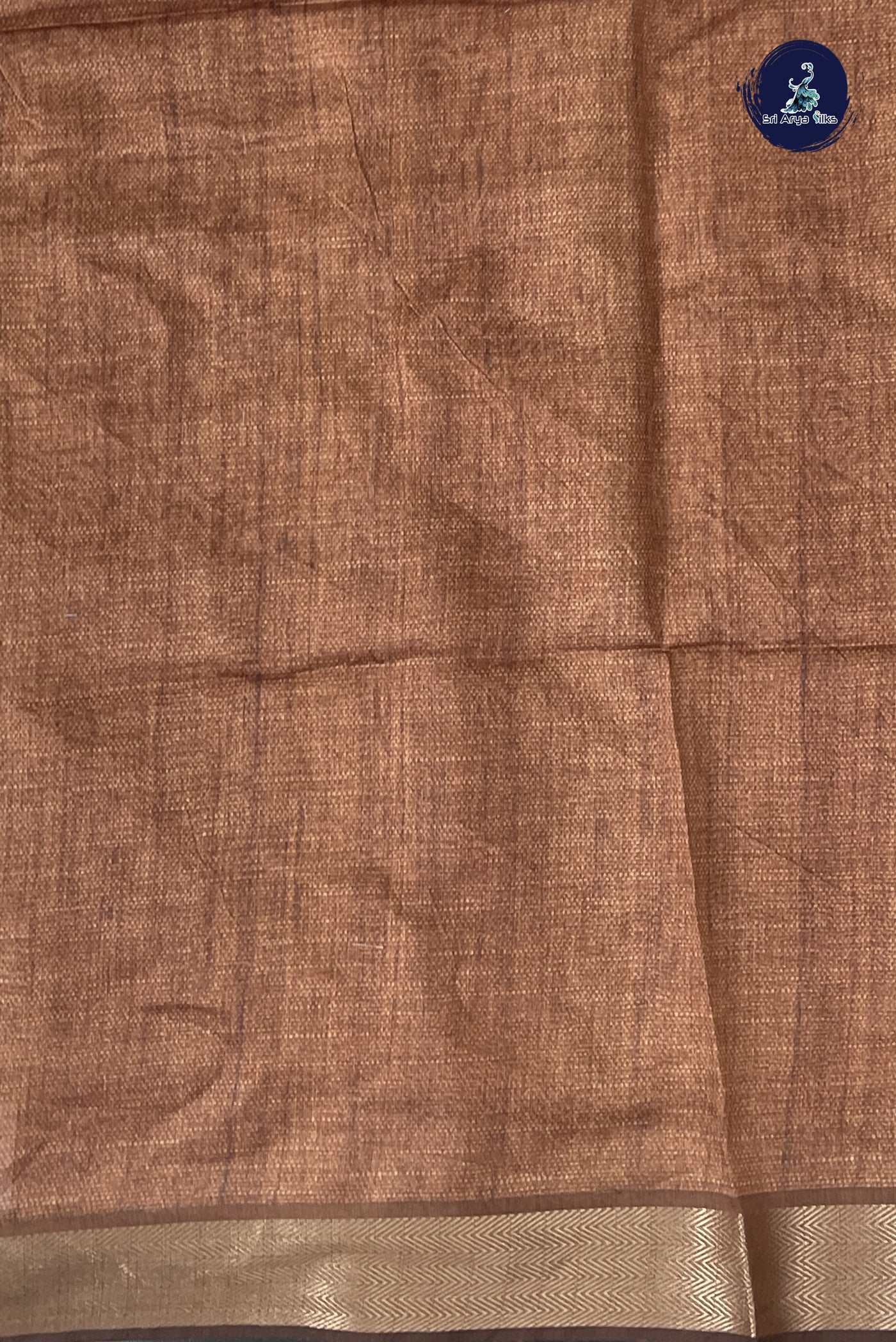 Beige Semi Chanderi Saree With Printed Pattern